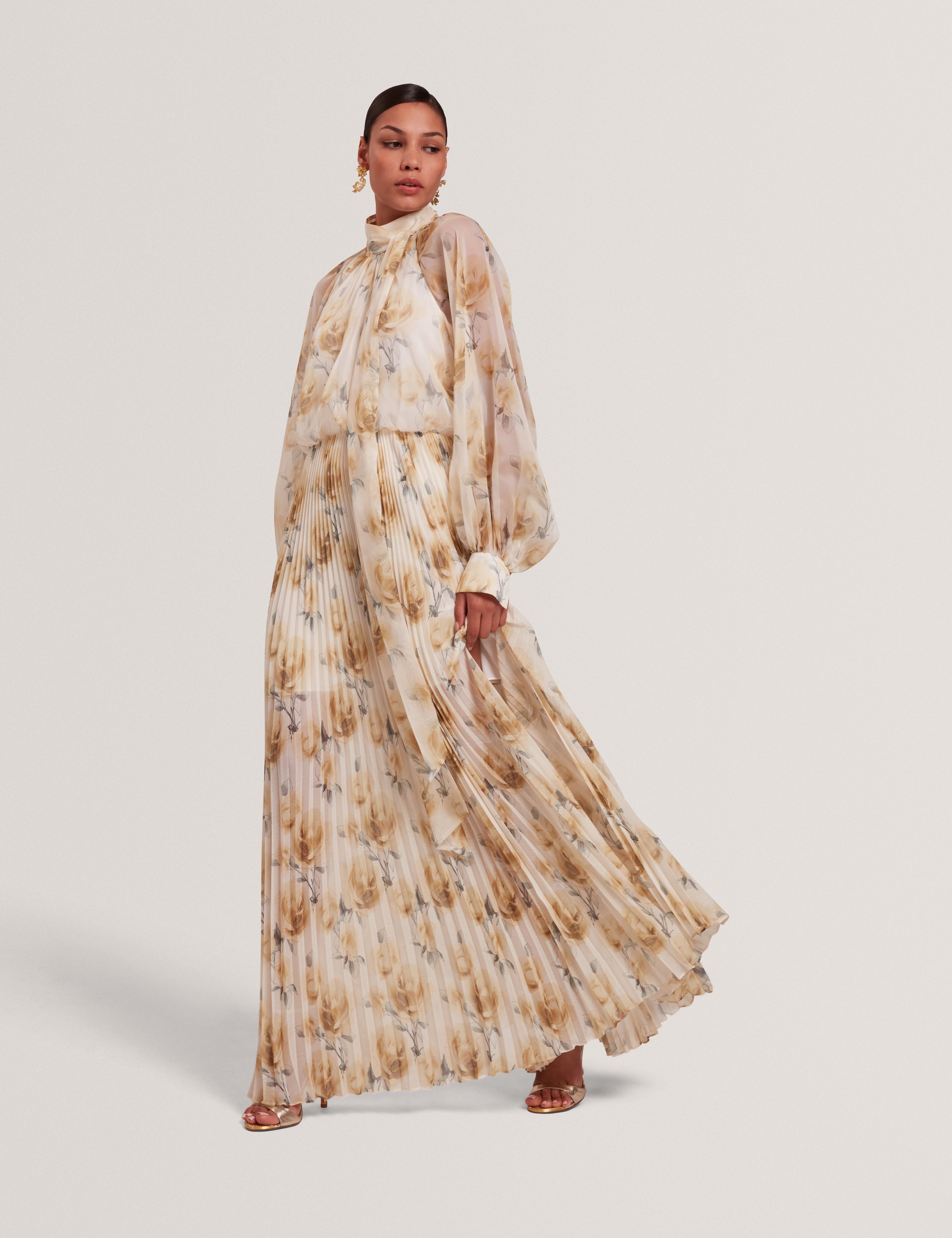 ted baker floral long sleeve dress TED BAKER Lilah Printed Long Sleeve Mesh Midi Dress