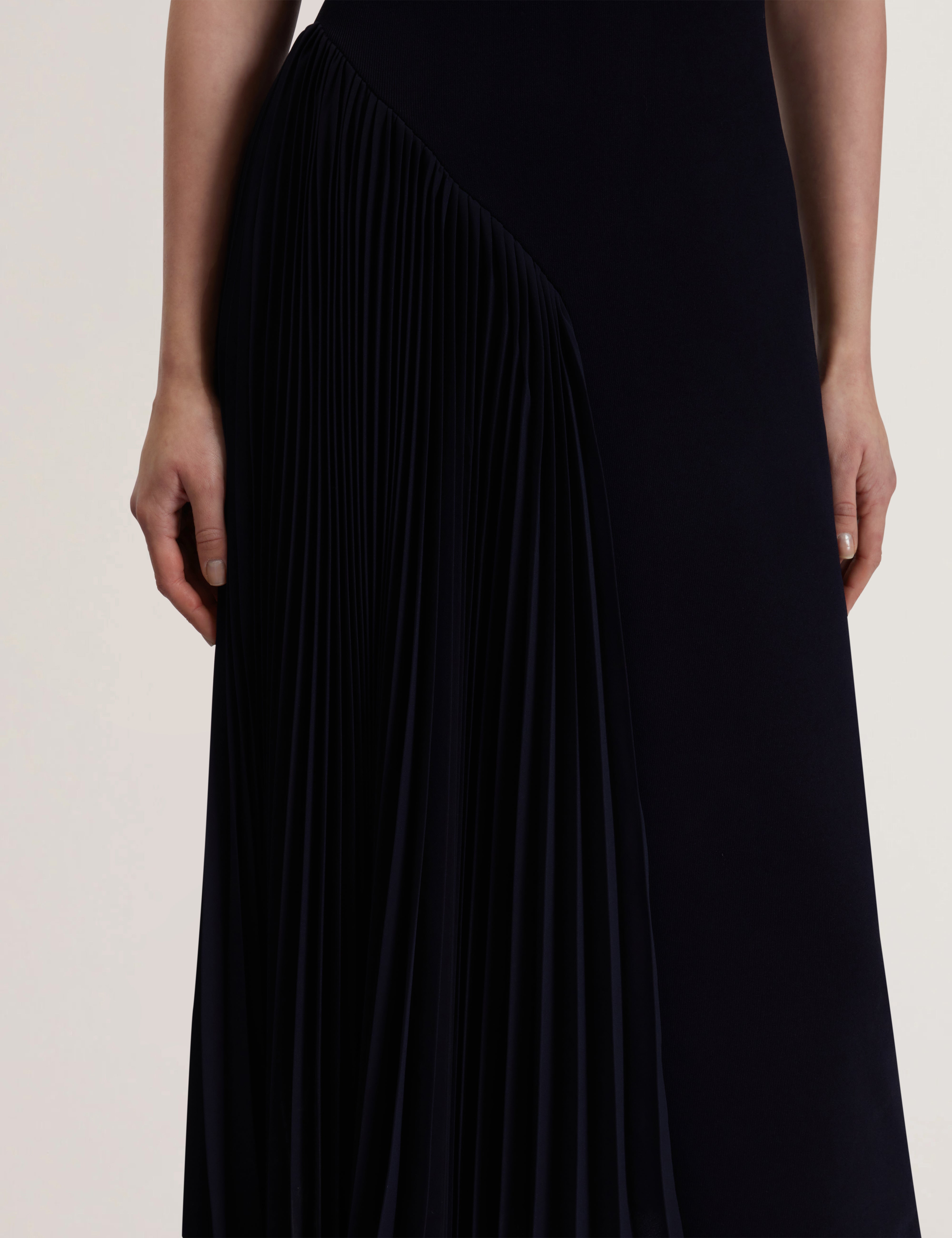 Shop Azzina Sleeveless Knit Midi Dress With Pleat Pa Navy Online