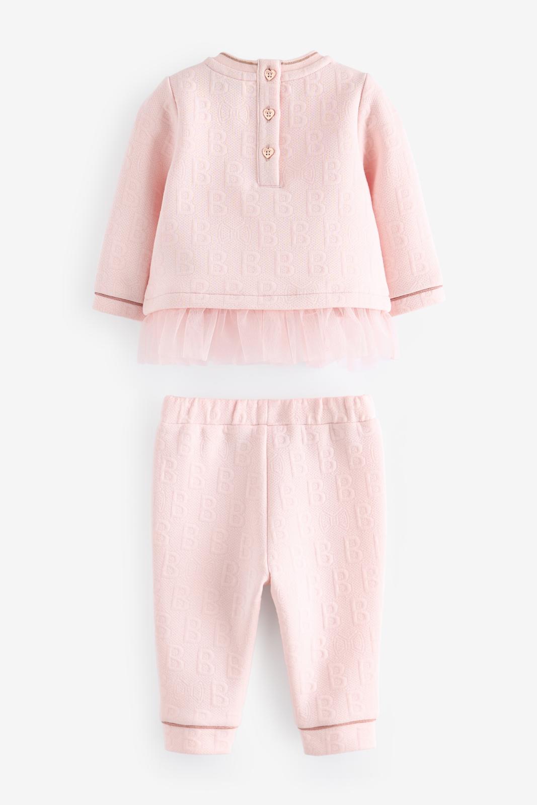 Shop Mesh Sweater And Joggers Set Pink for Girls Online Ted