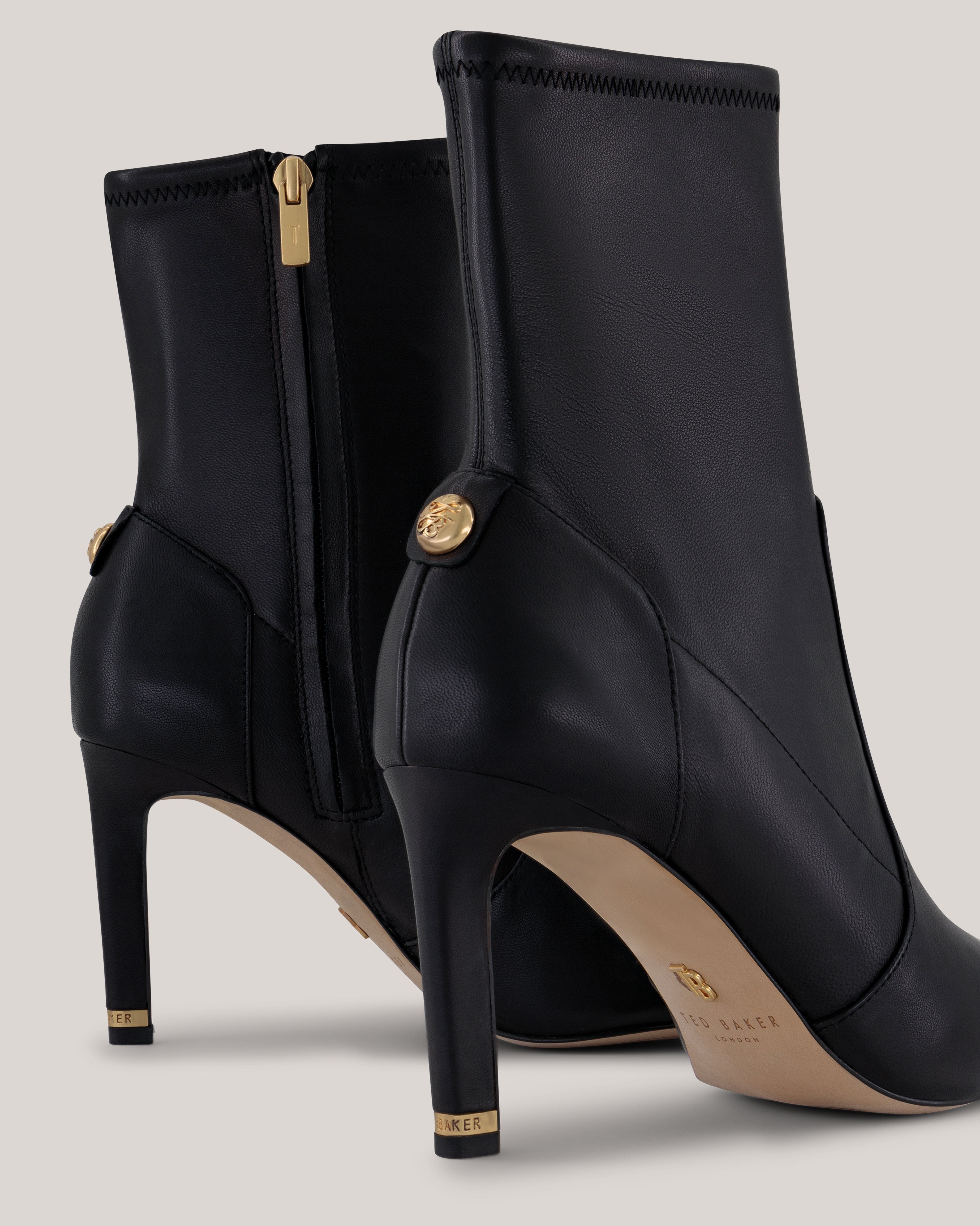 Pipeer Suede Heeled Sock Boot Black