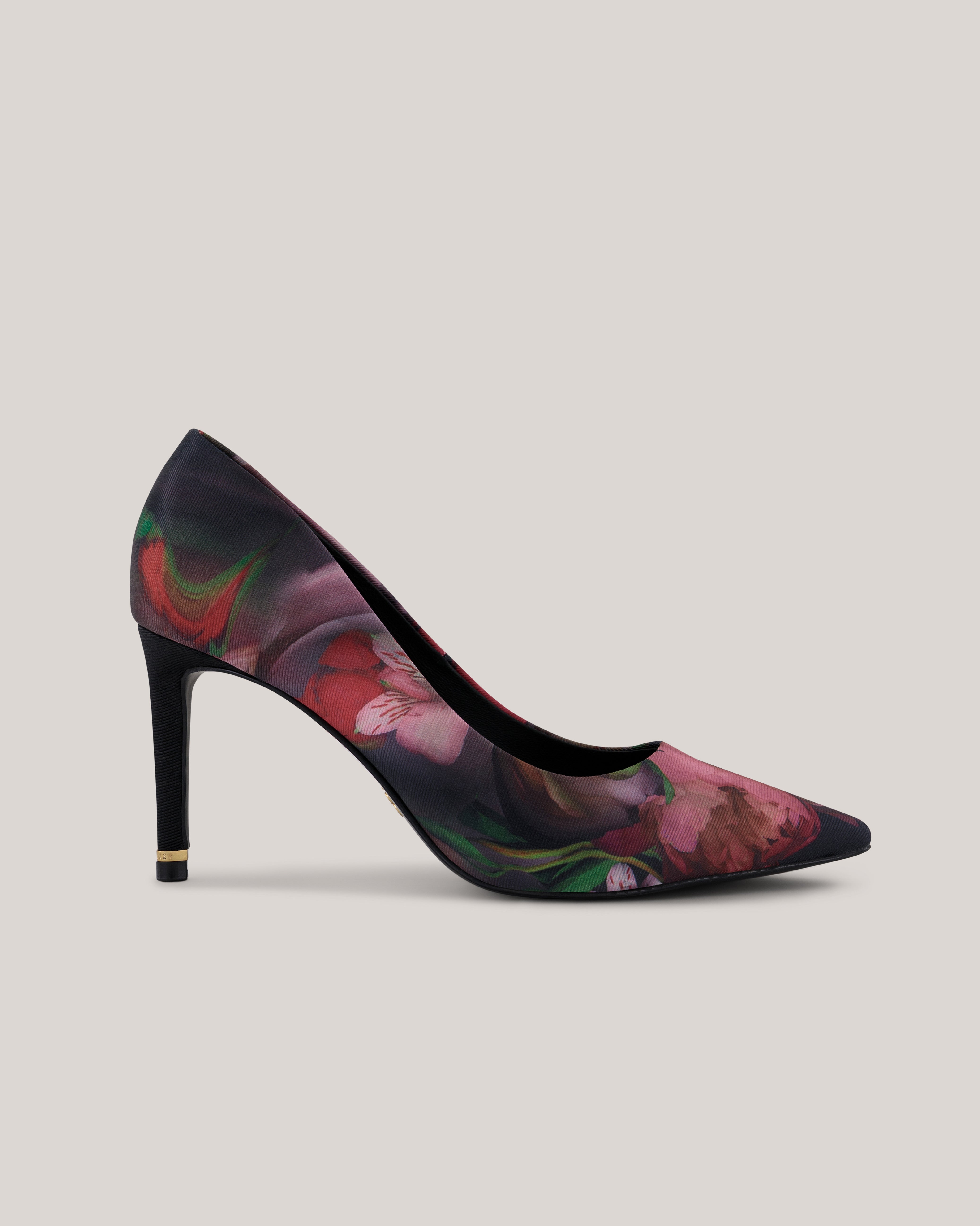 Chrlott Printed Satin Court Heel Black