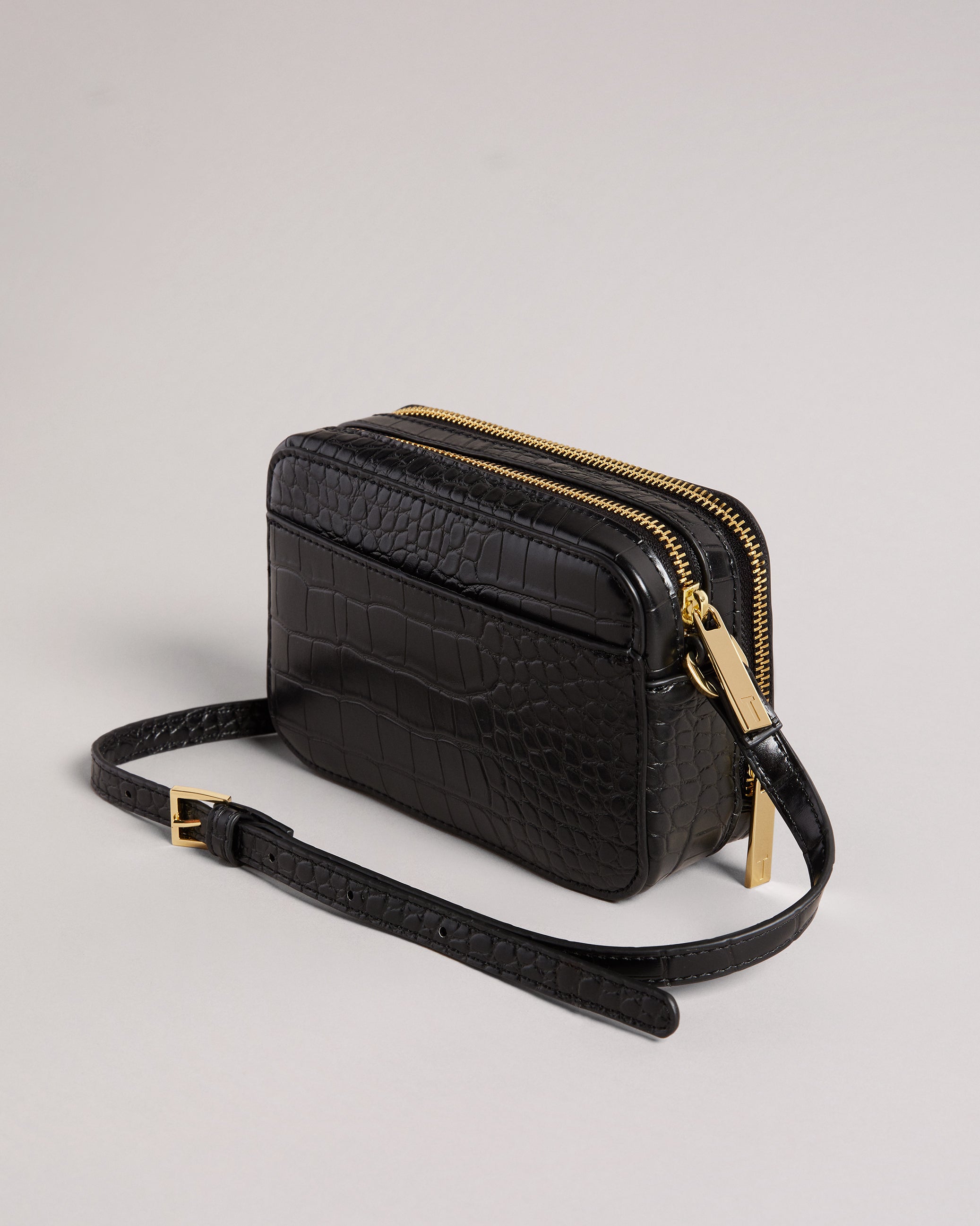 Stina Croc Effect Camera Bag Black