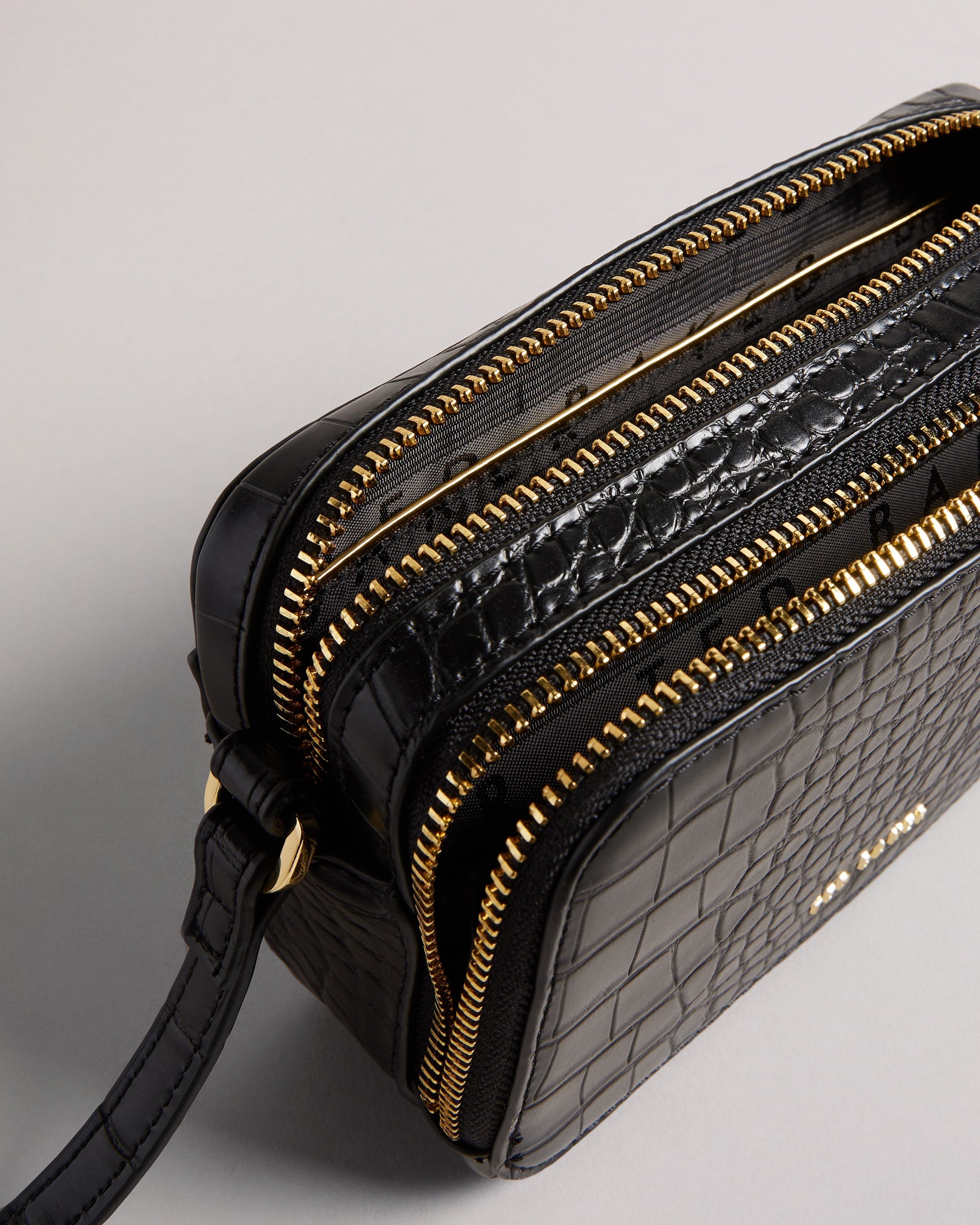 Stina Croc Effect Camera Bag Black