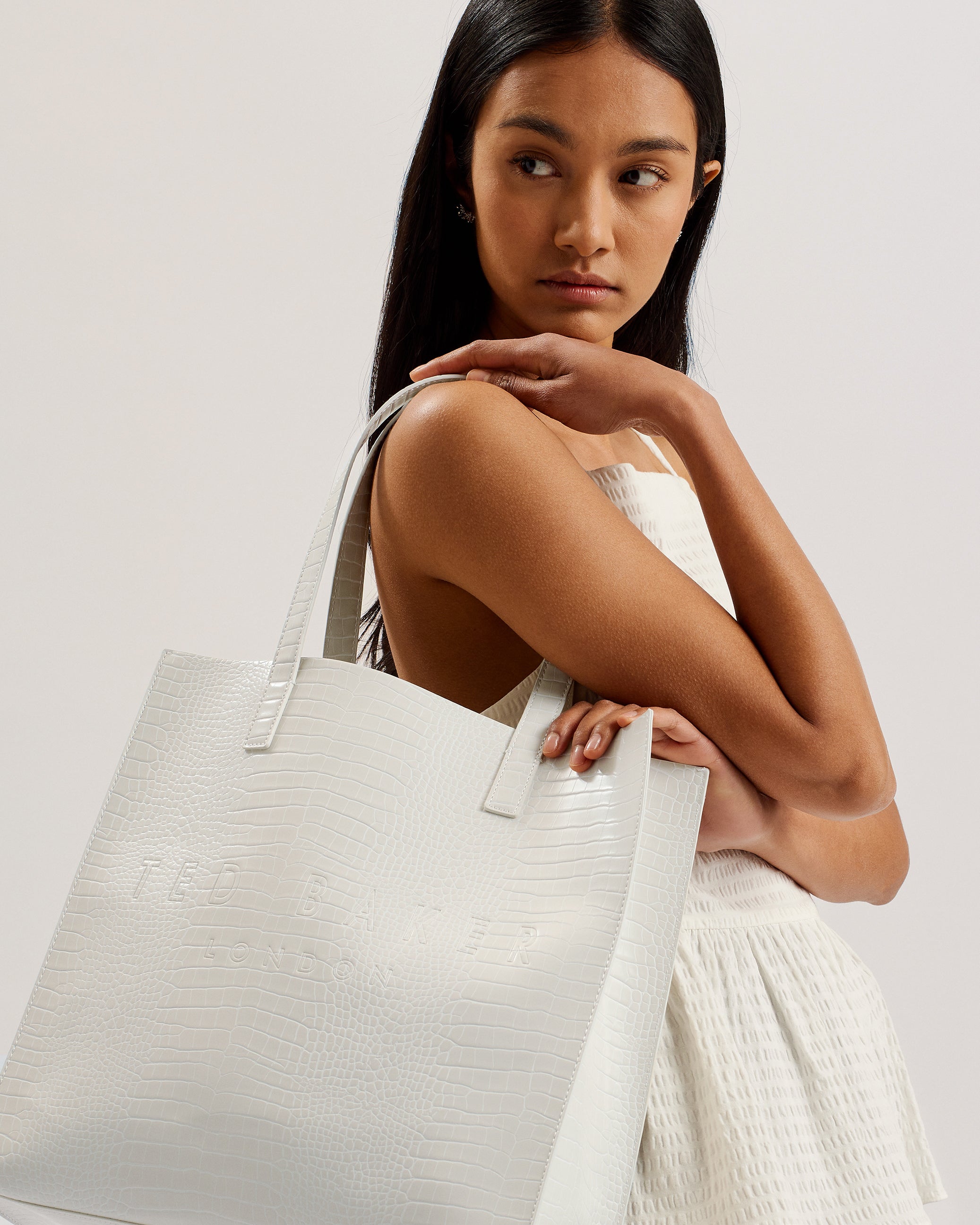 Croccon Croc Effect Large Icon Bag Nude