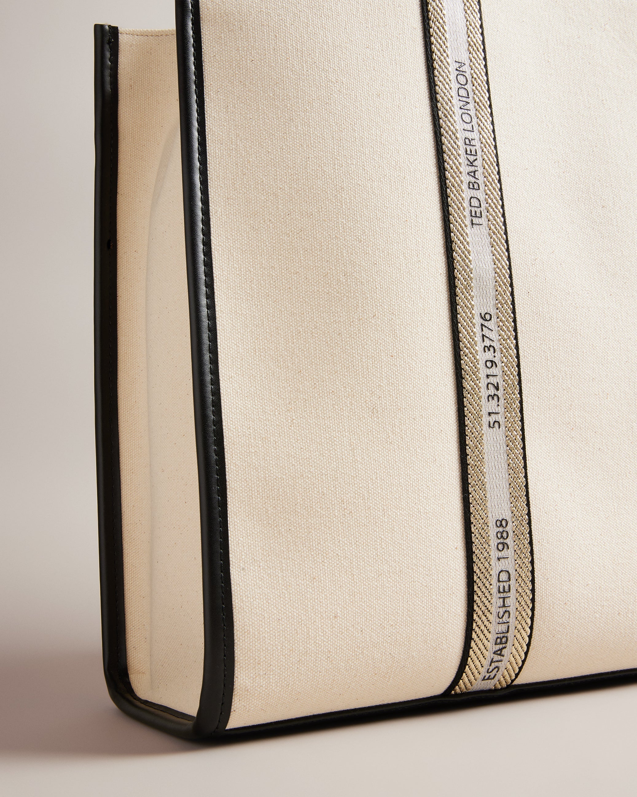 Georjey Branded Webbing Canvas Tote Ecru