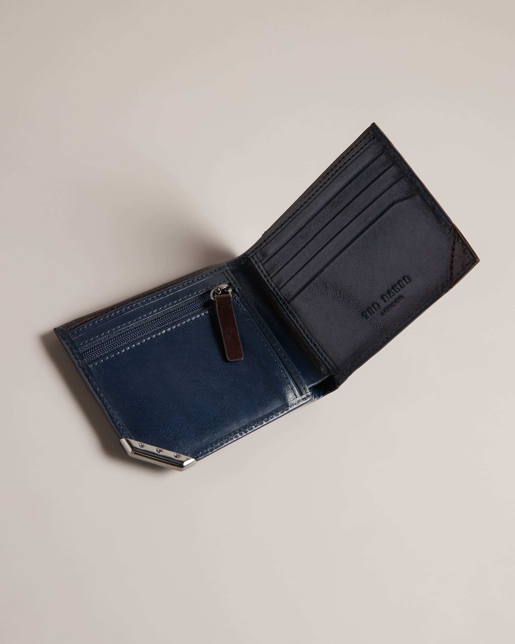 Kornerr Metal Corner Bifold Coin Wallet Navy