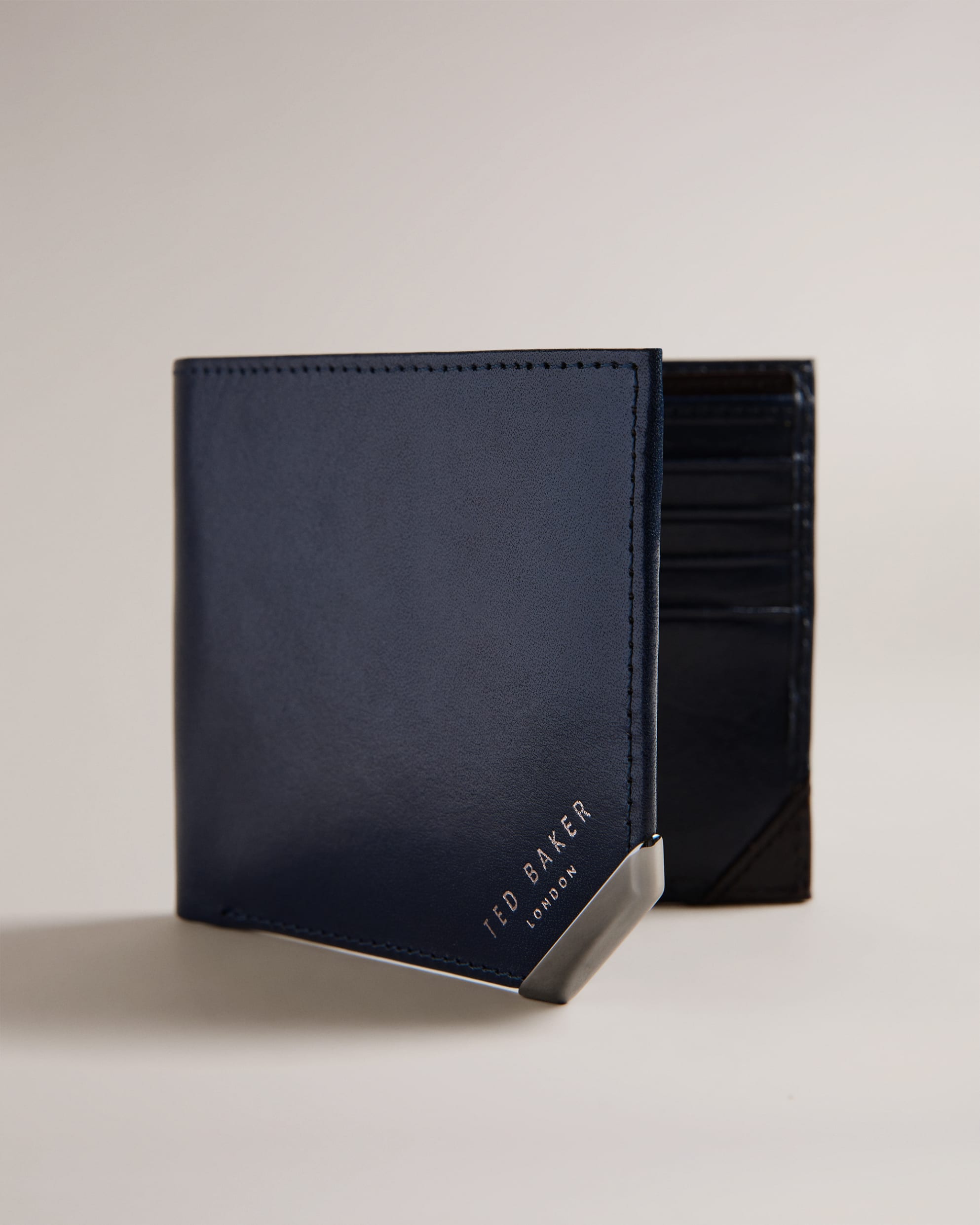 Kornerr Metal Corner Bifold Coin Wallet Navy