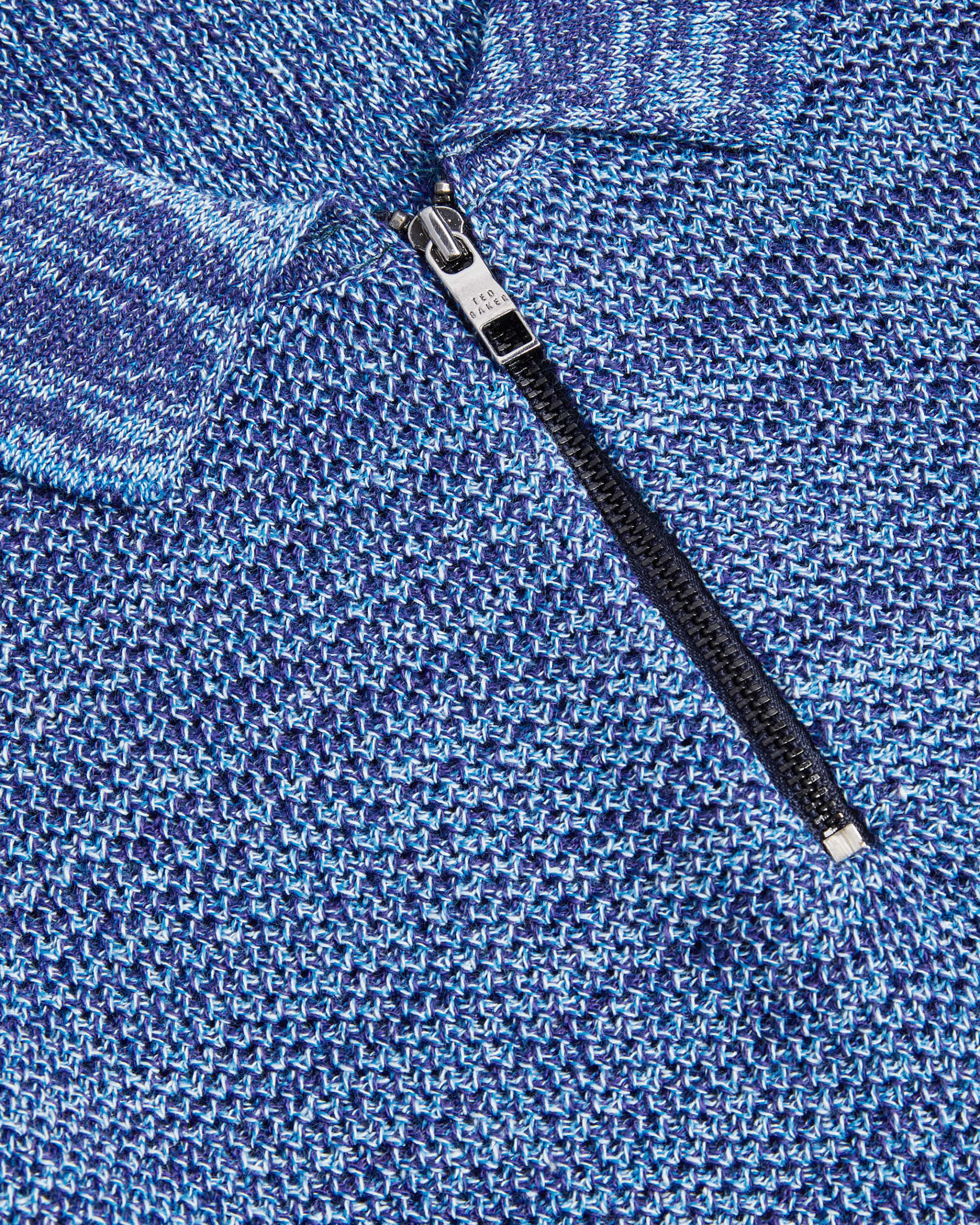 Blossam Short Sleeve Zip Polo Shirt Blue