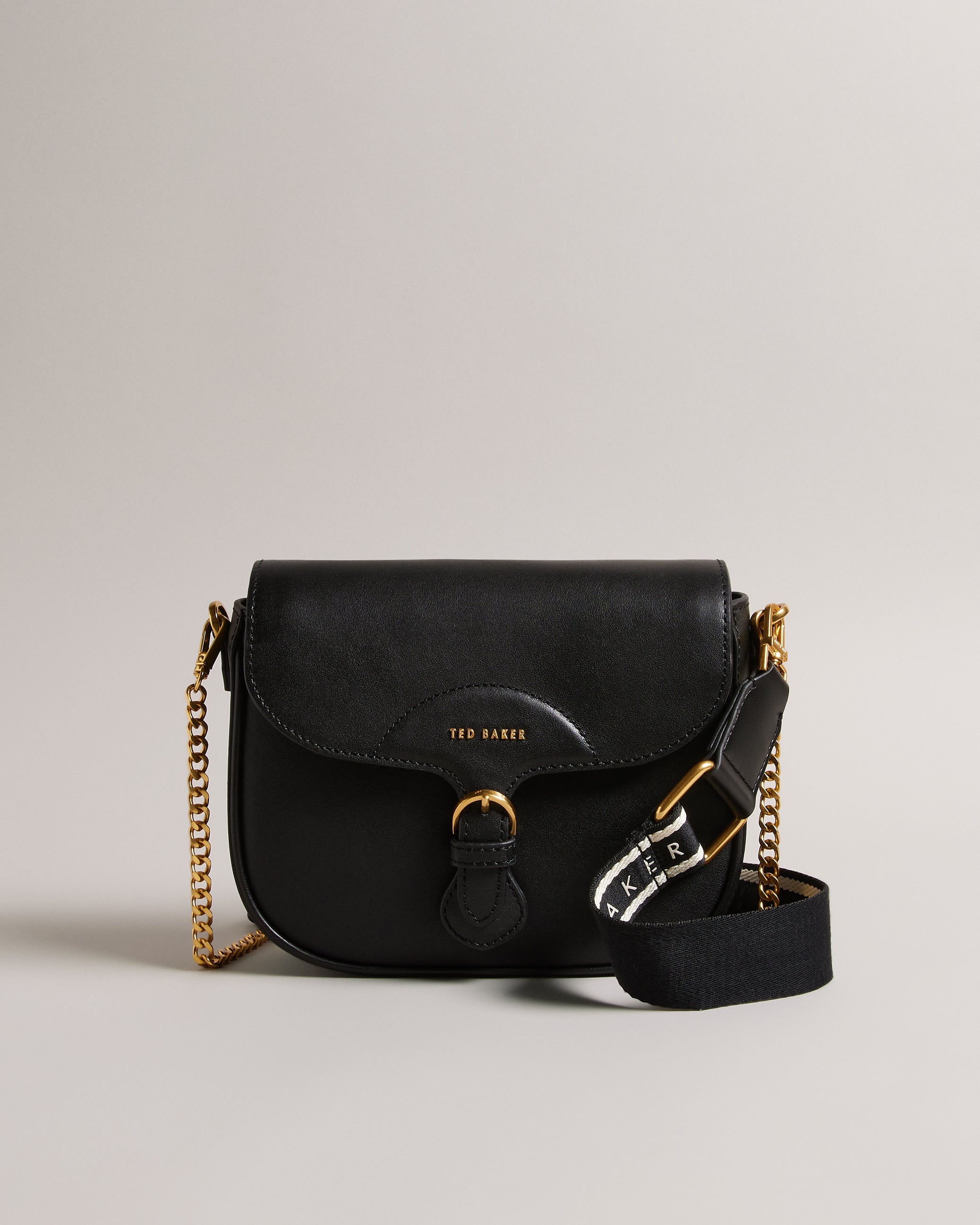 Esia Webbing Crossbody Saddle Bag Black