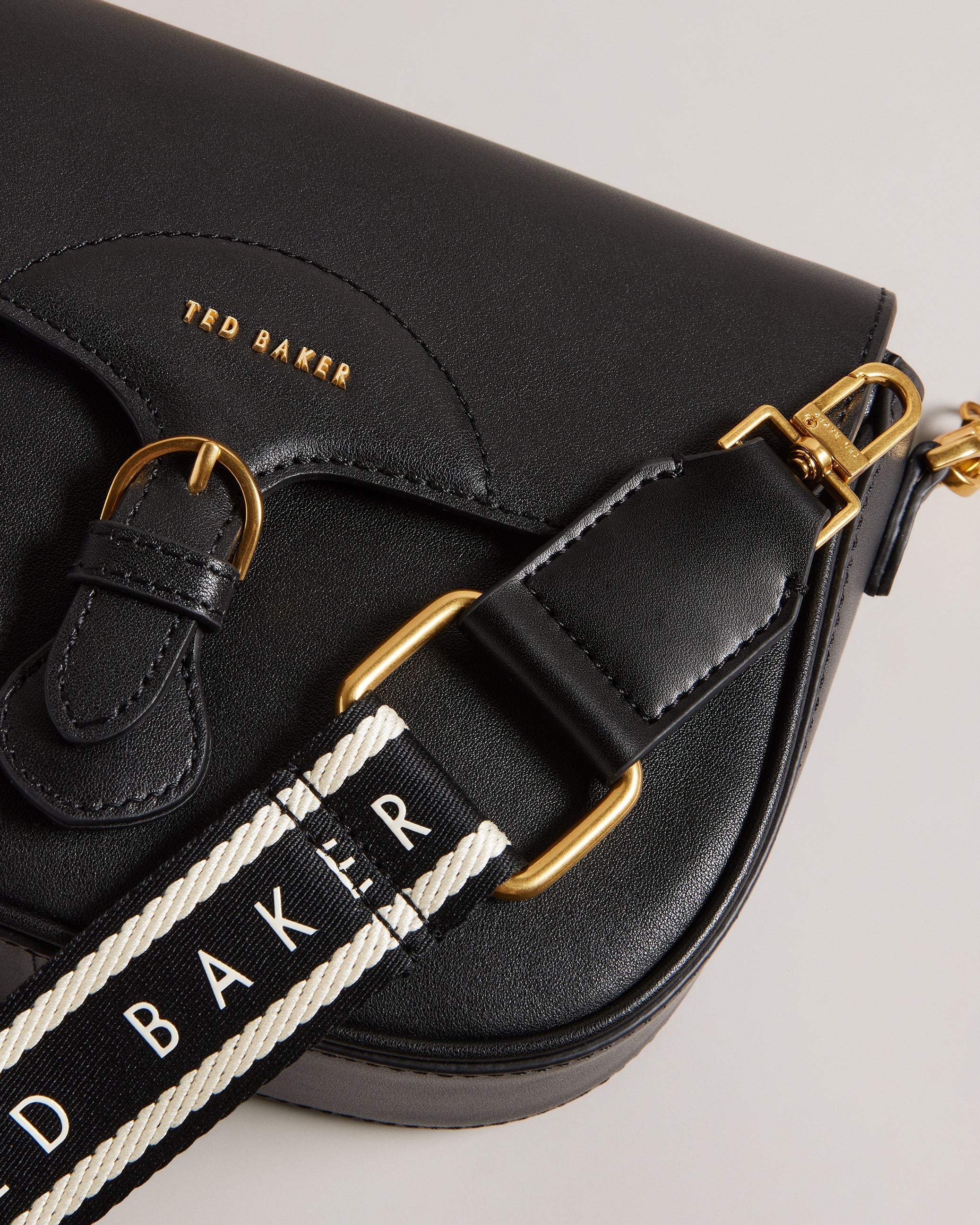 Esia Webbing Crossbody Saddle Bag Black