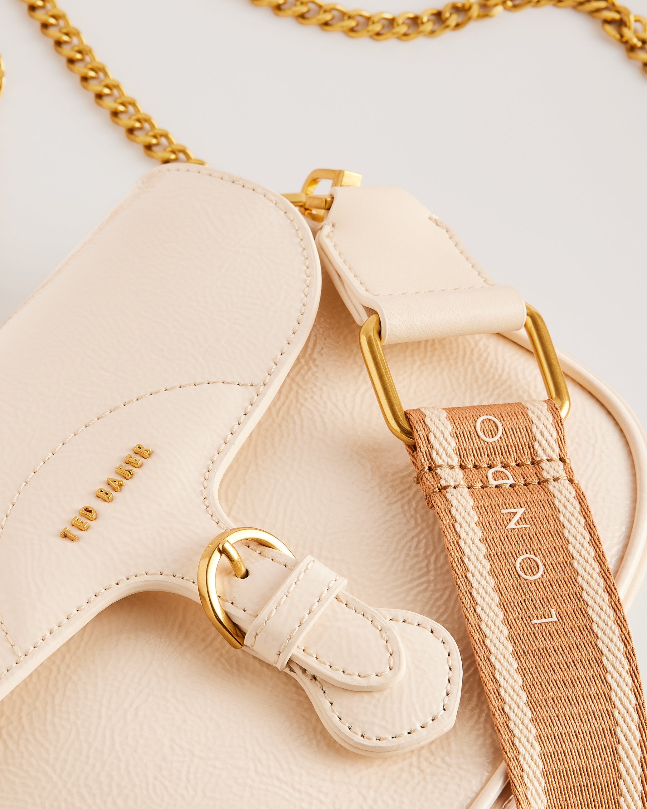 Esia Webbing Crossbody Saddle Bag Ivory