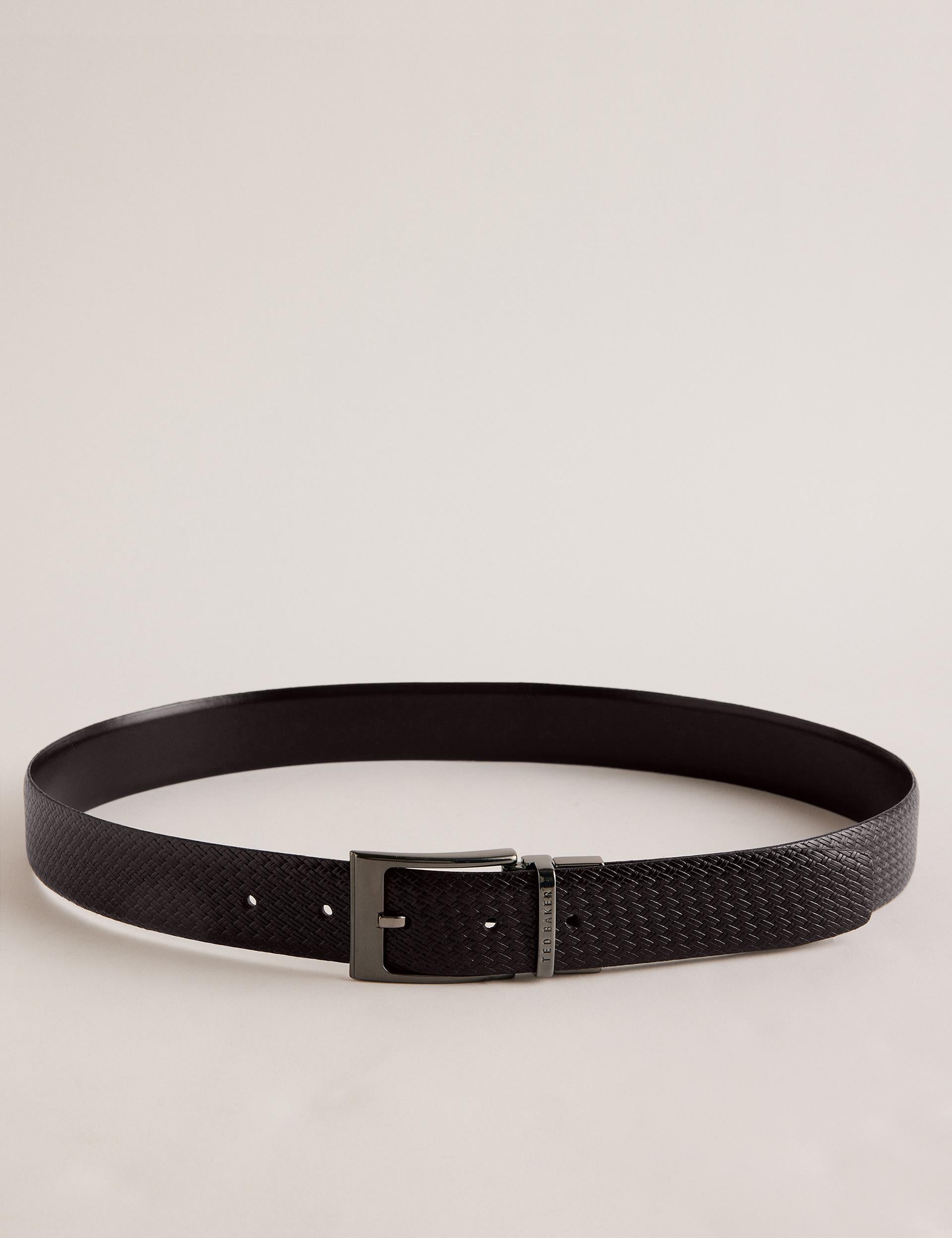 Waide Woven Texture Leather Belt Brn-Choc