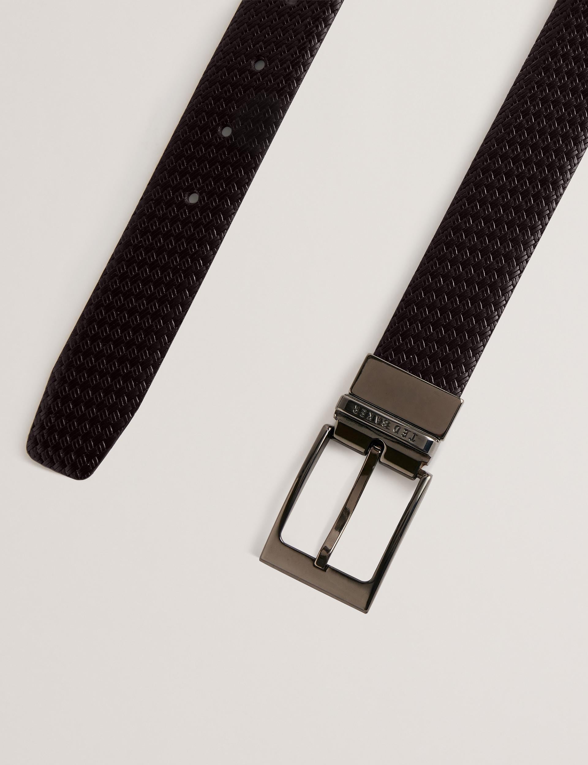 Waide Woven Texture Leather Belt Brn-Choc
