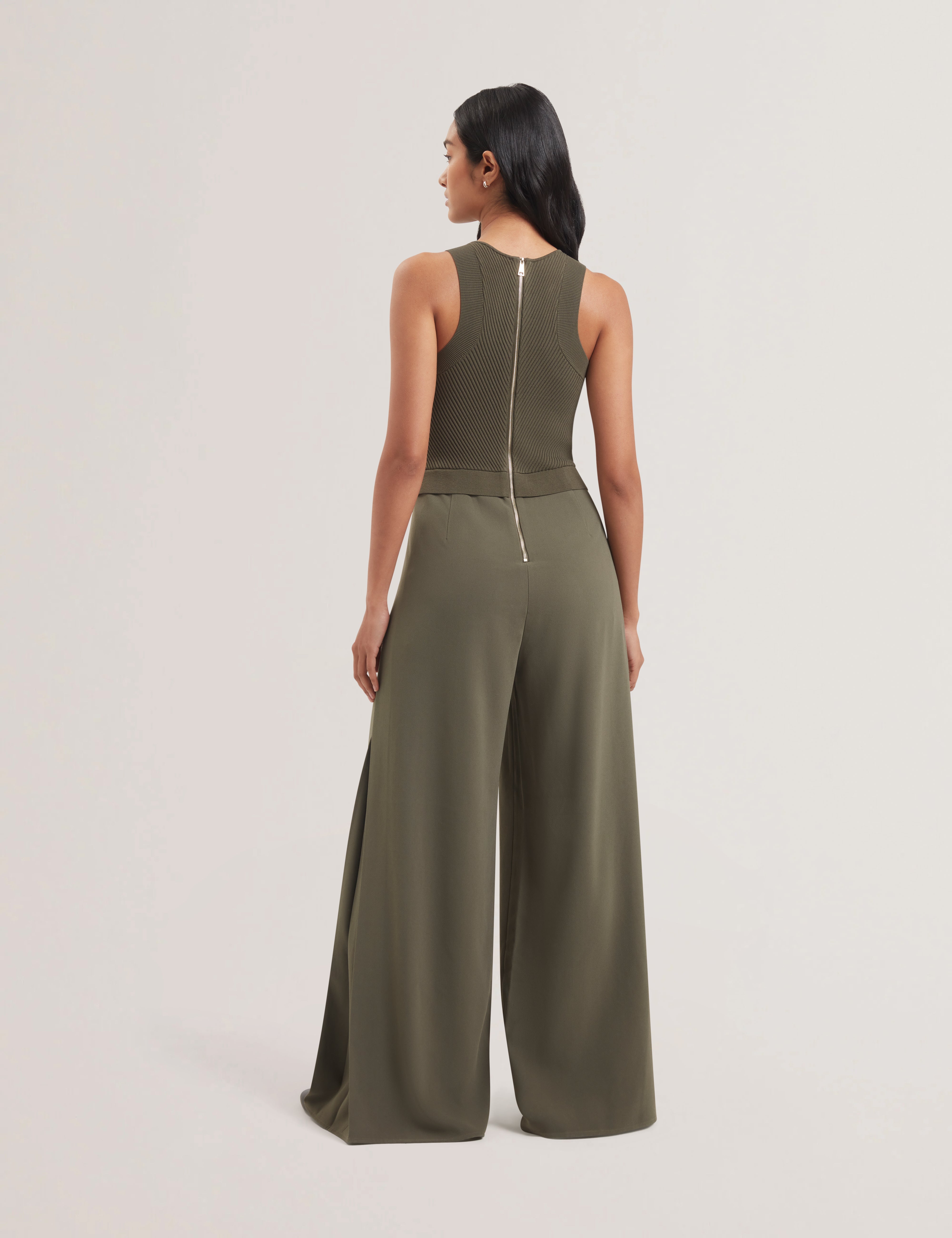 Toveli Knit Bodice Racer Back Jumpsuit Dk-Green