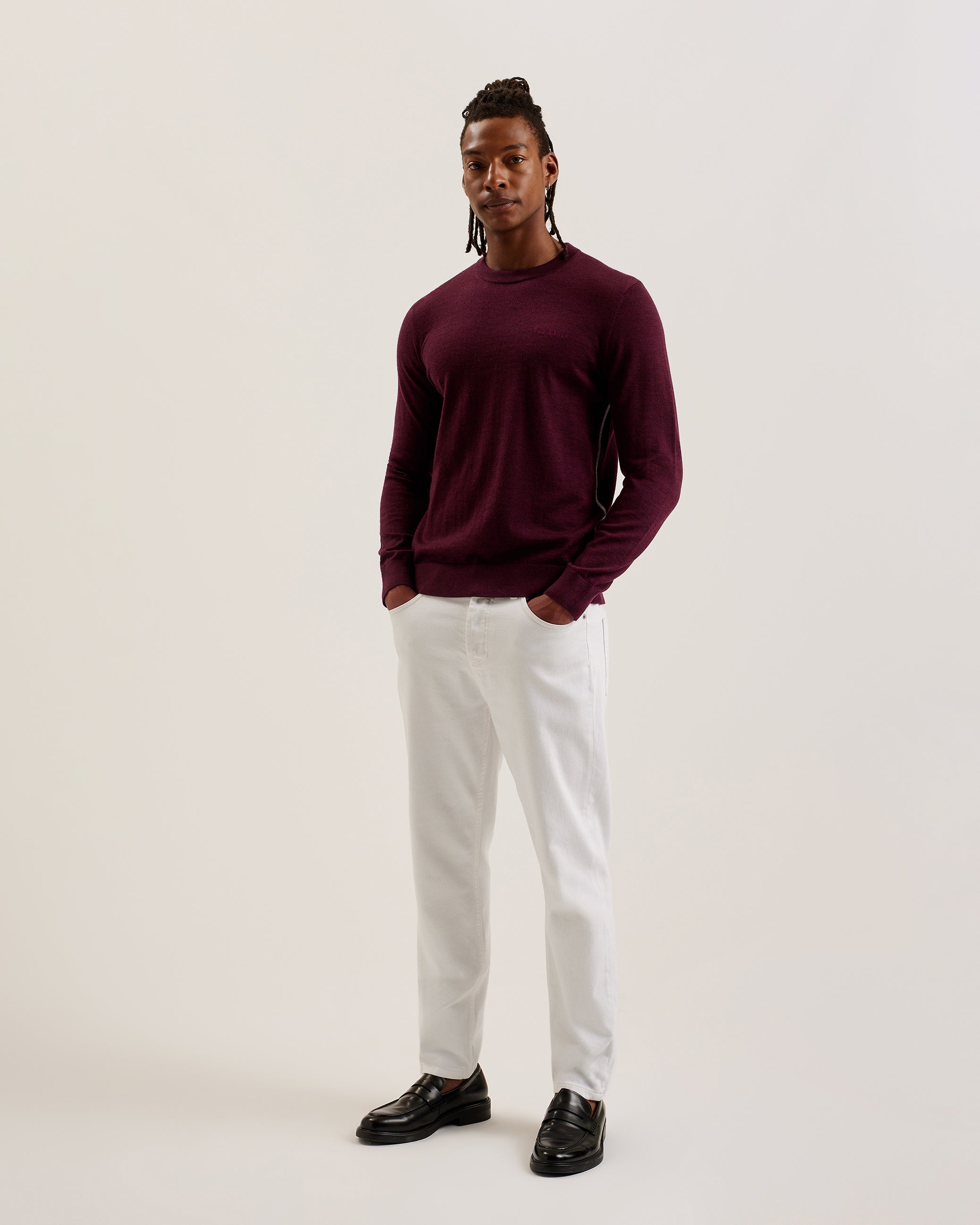 Liblo Merino Branded Crew Neck Maroon