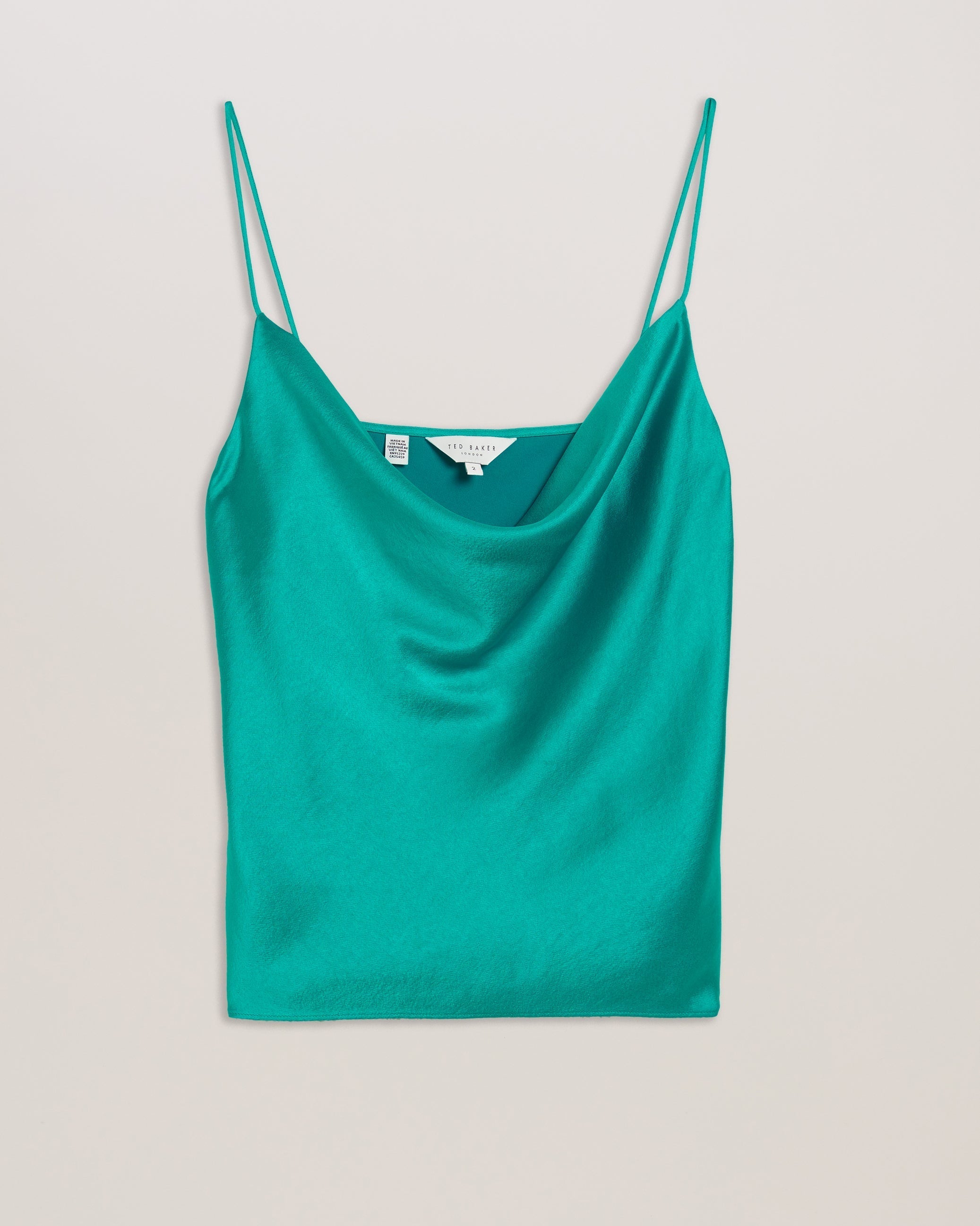 Kiti Satin Cowl Neck Cami Top Brt-Green
