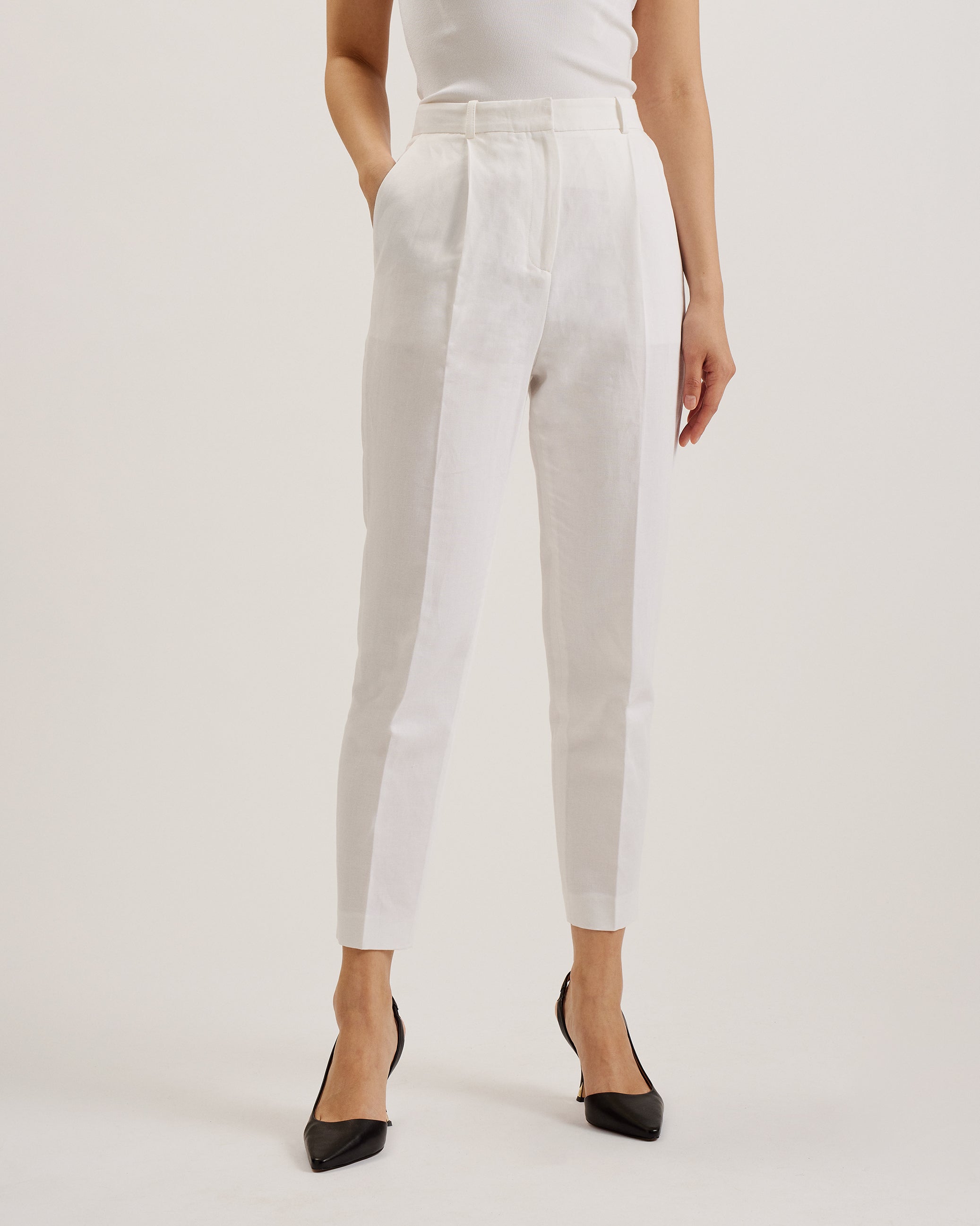 Musubt High Rise Tailored Trousers White