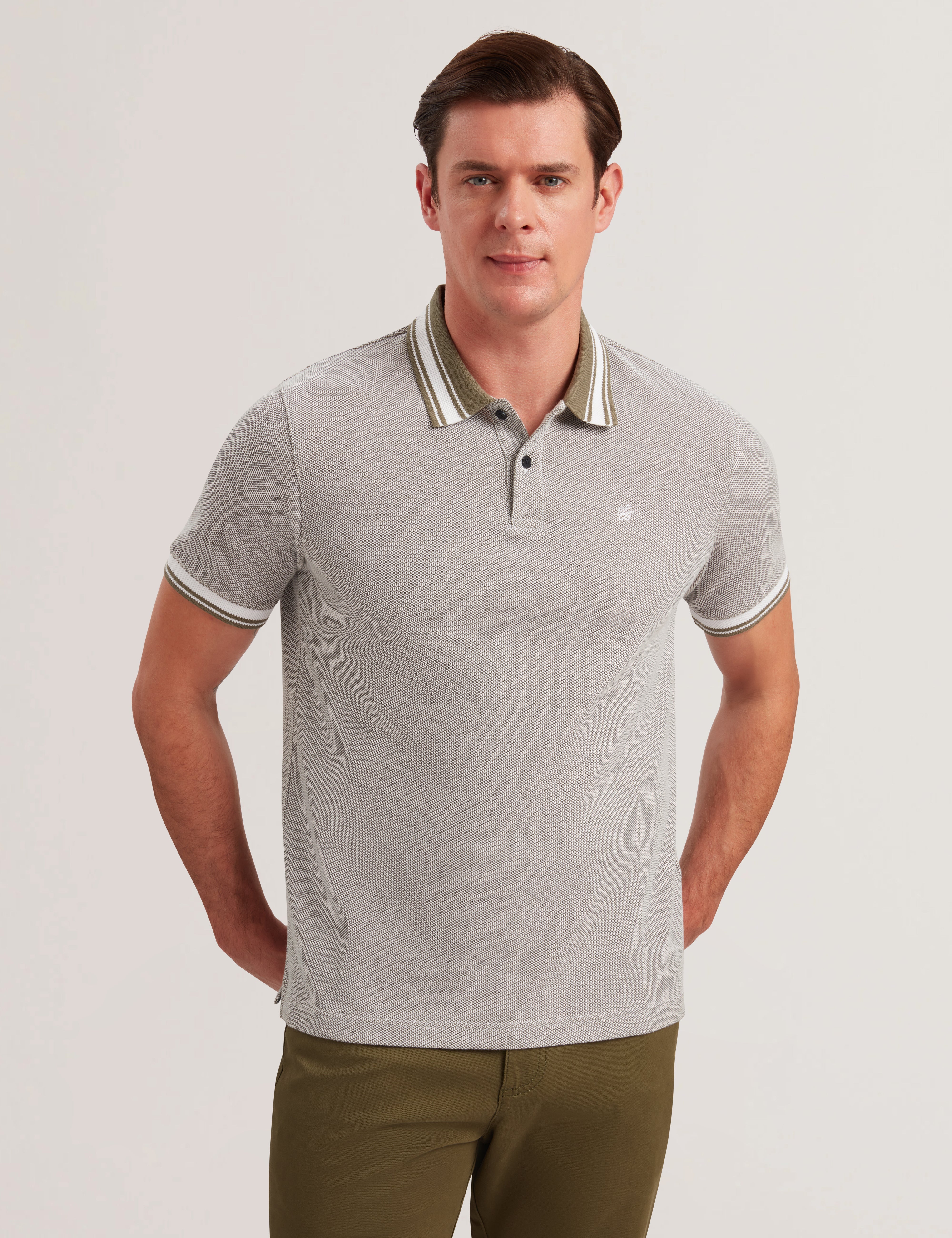 Phenes Ss Regular Fit Textured Polo Olive