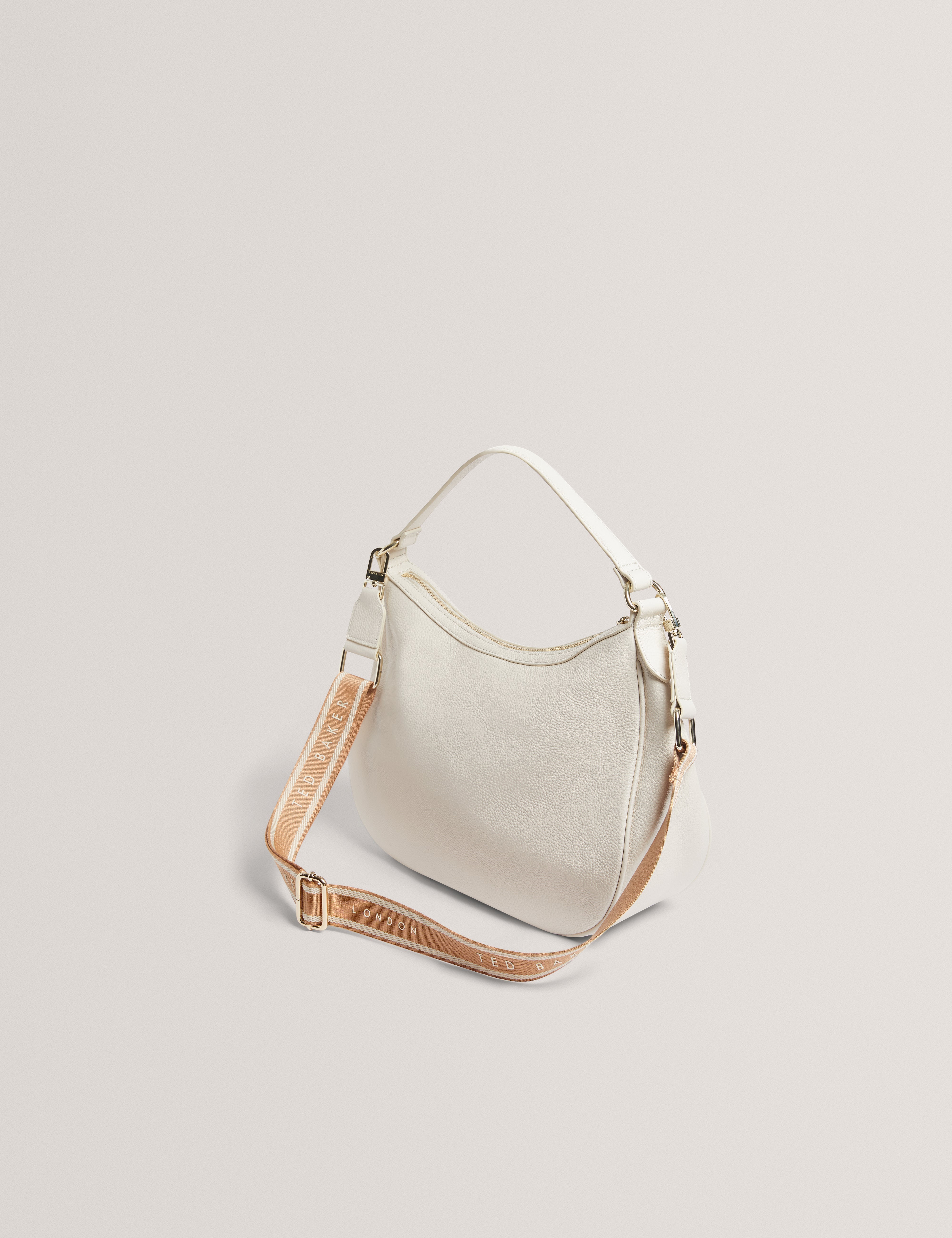Esiah Webbing Slouchy Leather Hobo B Ecru