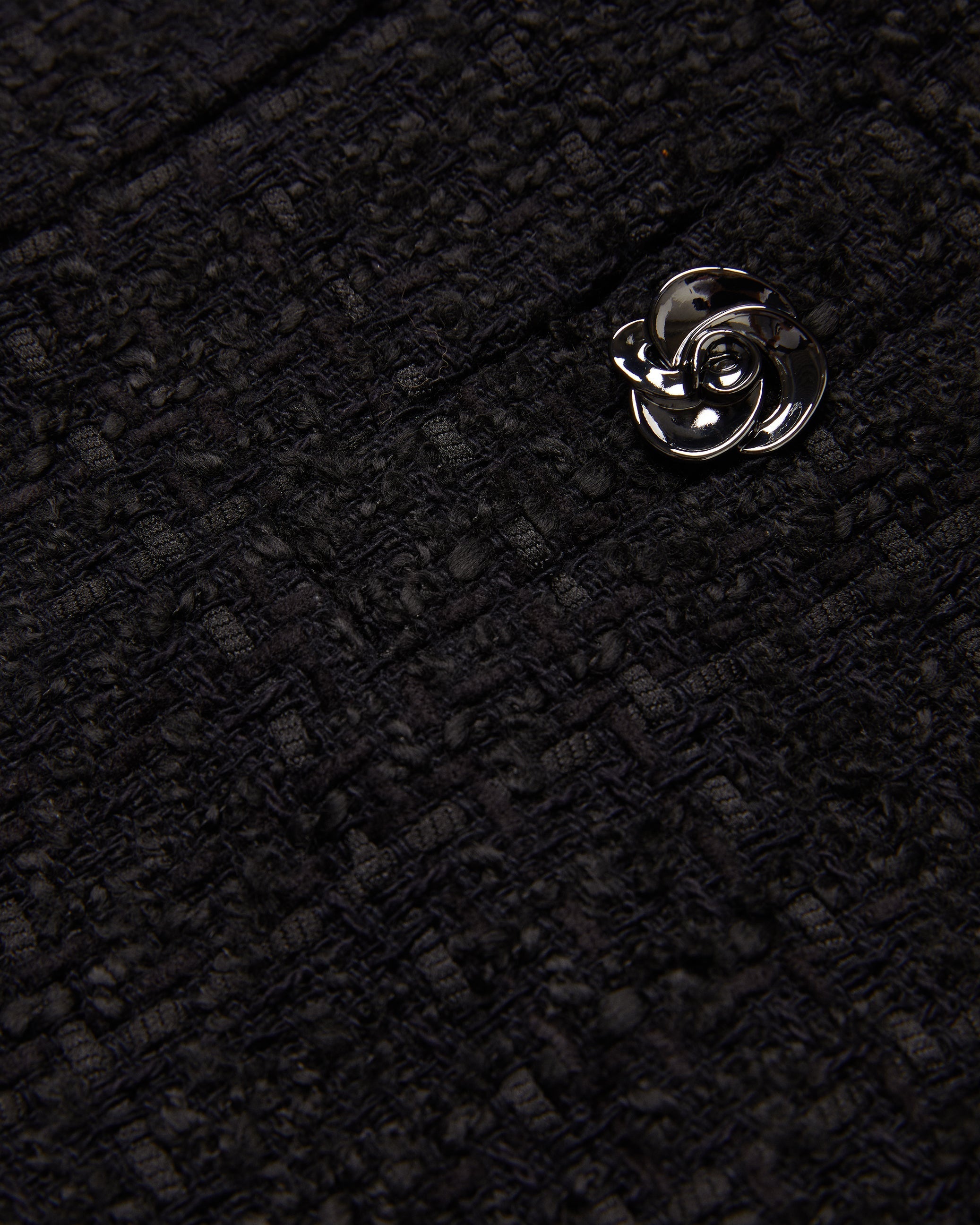 Komas Rose Button Boucle Tailored Mini Skirt Black