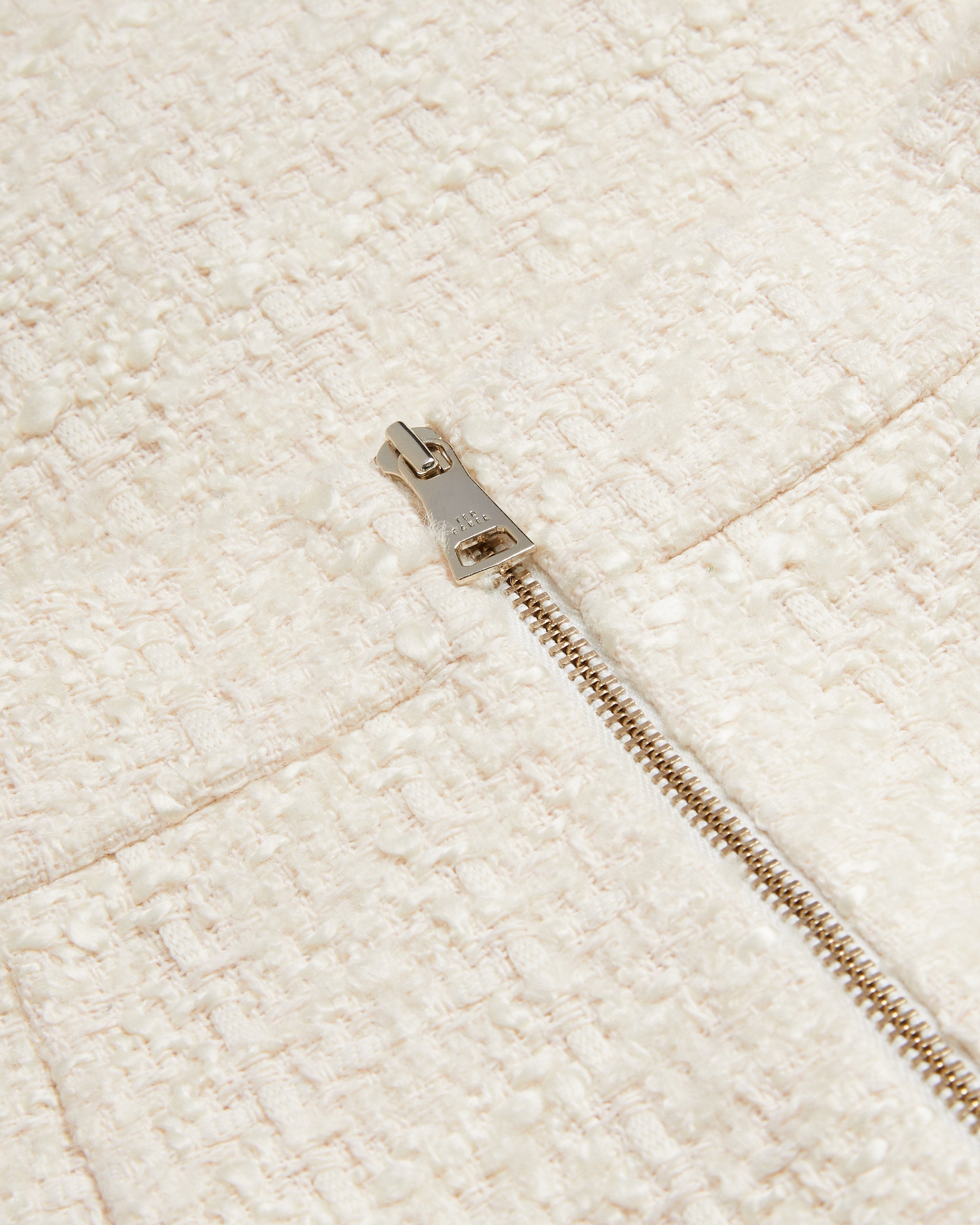 Komas Rose Button Boucle Tailored Mini Skirt Ivory