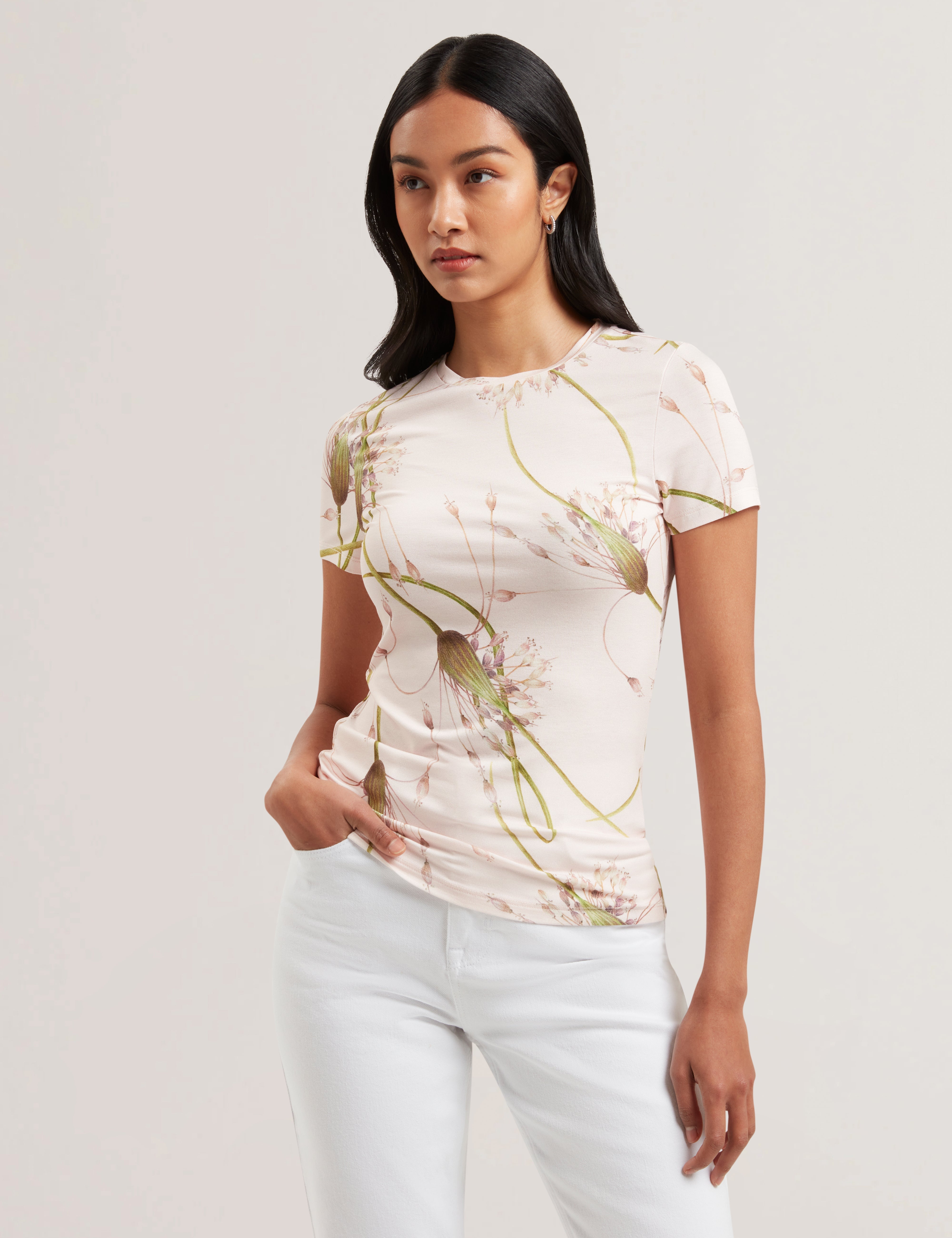 Lexiii Printed Fitted Tee Pink