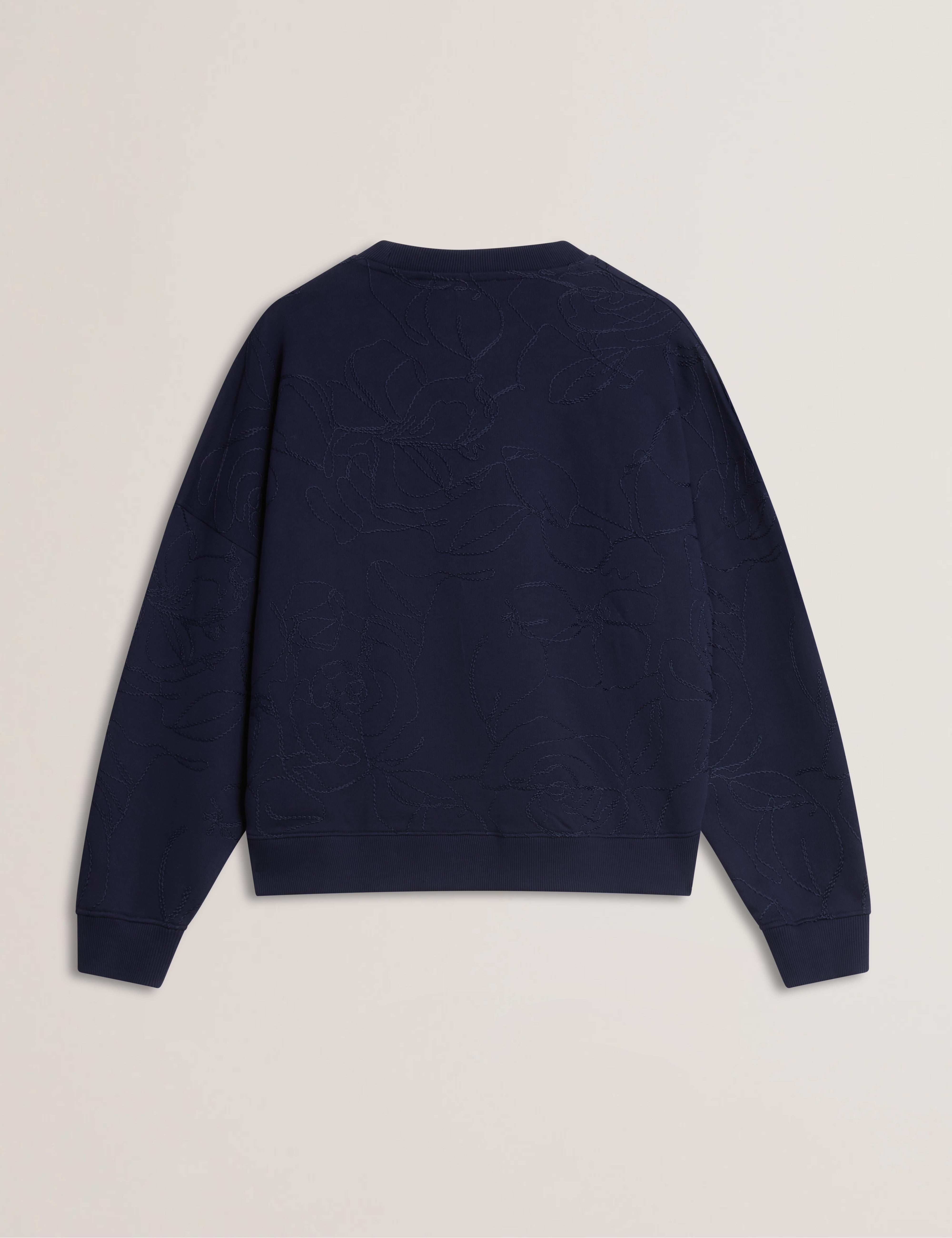 Jjosiee Floral Embroidered Long Sleeve Sweatshirt Navy