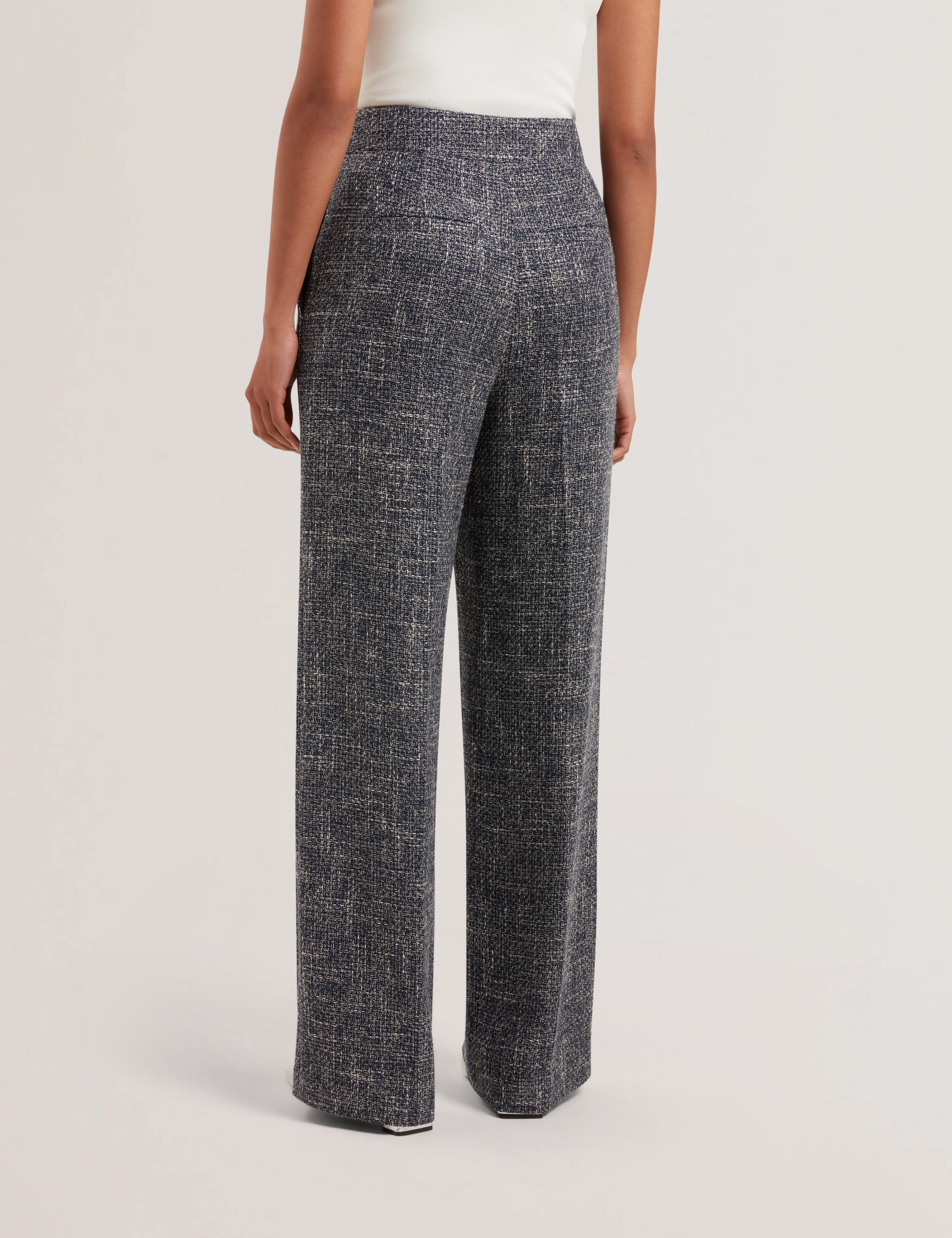 Abiesh Boucle Tailored Wide Leg Trouser Navy