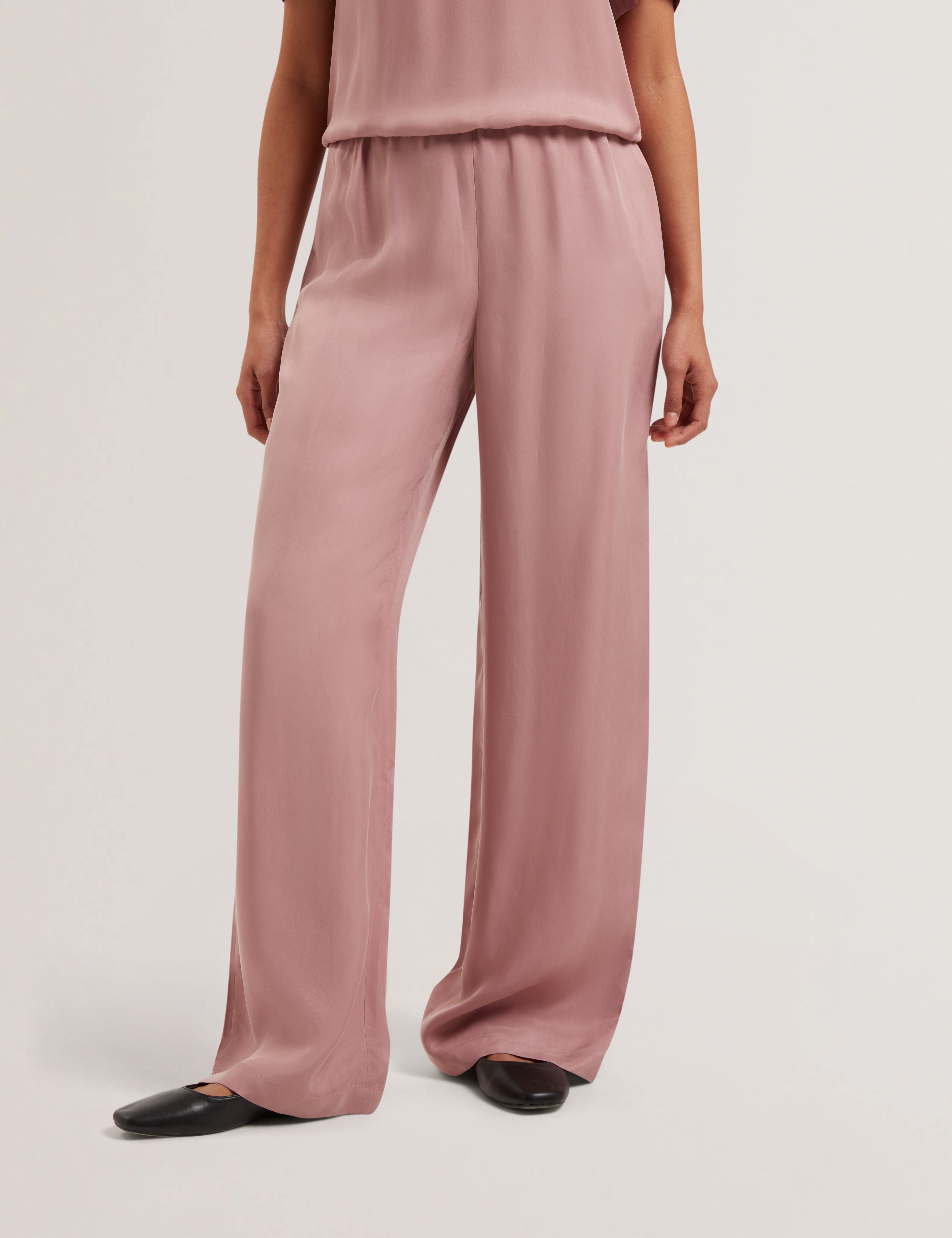 Vinca Cupro Wide Leg Trouser Dusky-Pink