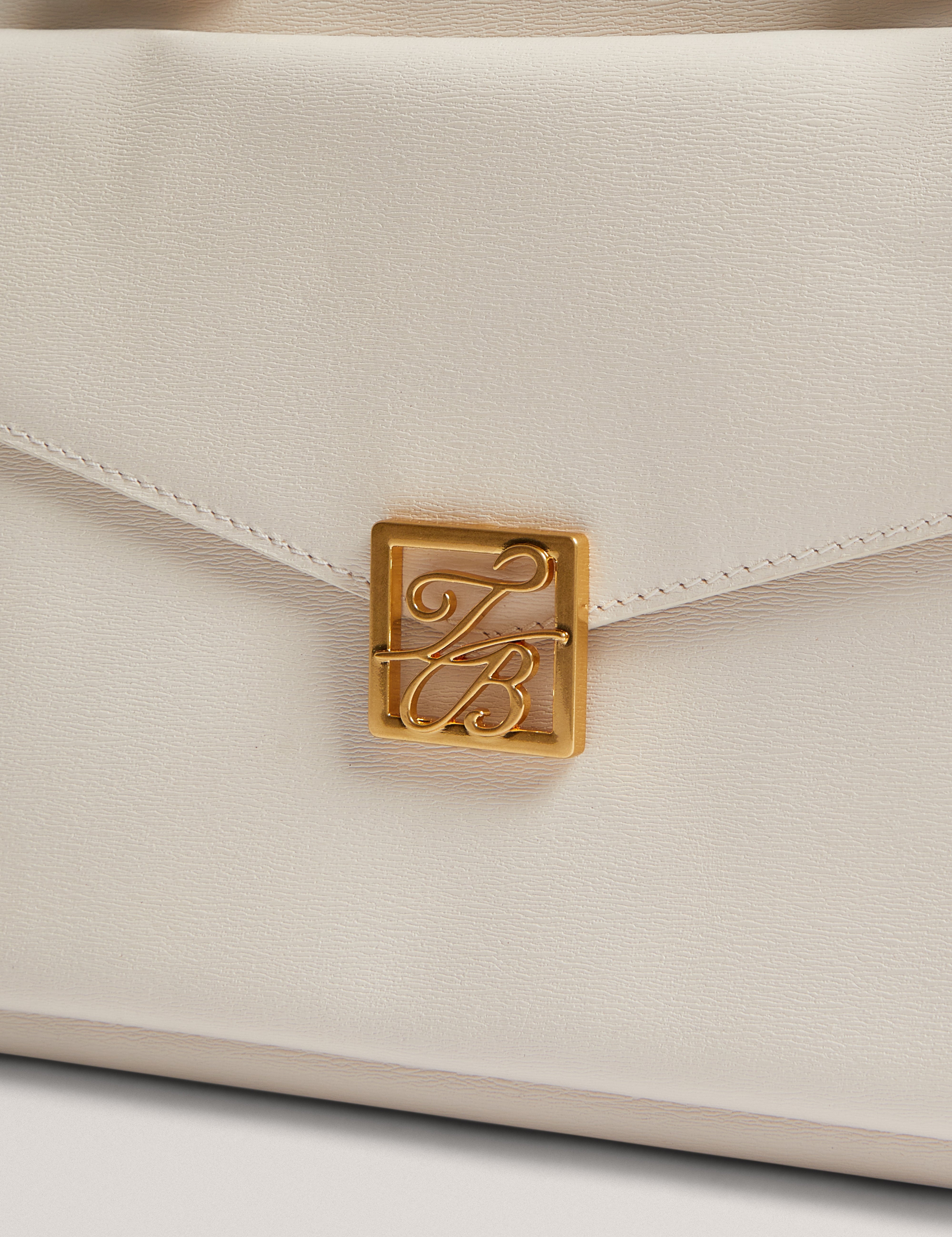 Anelle Tb Detail Large Leather Tote Bag Ecru