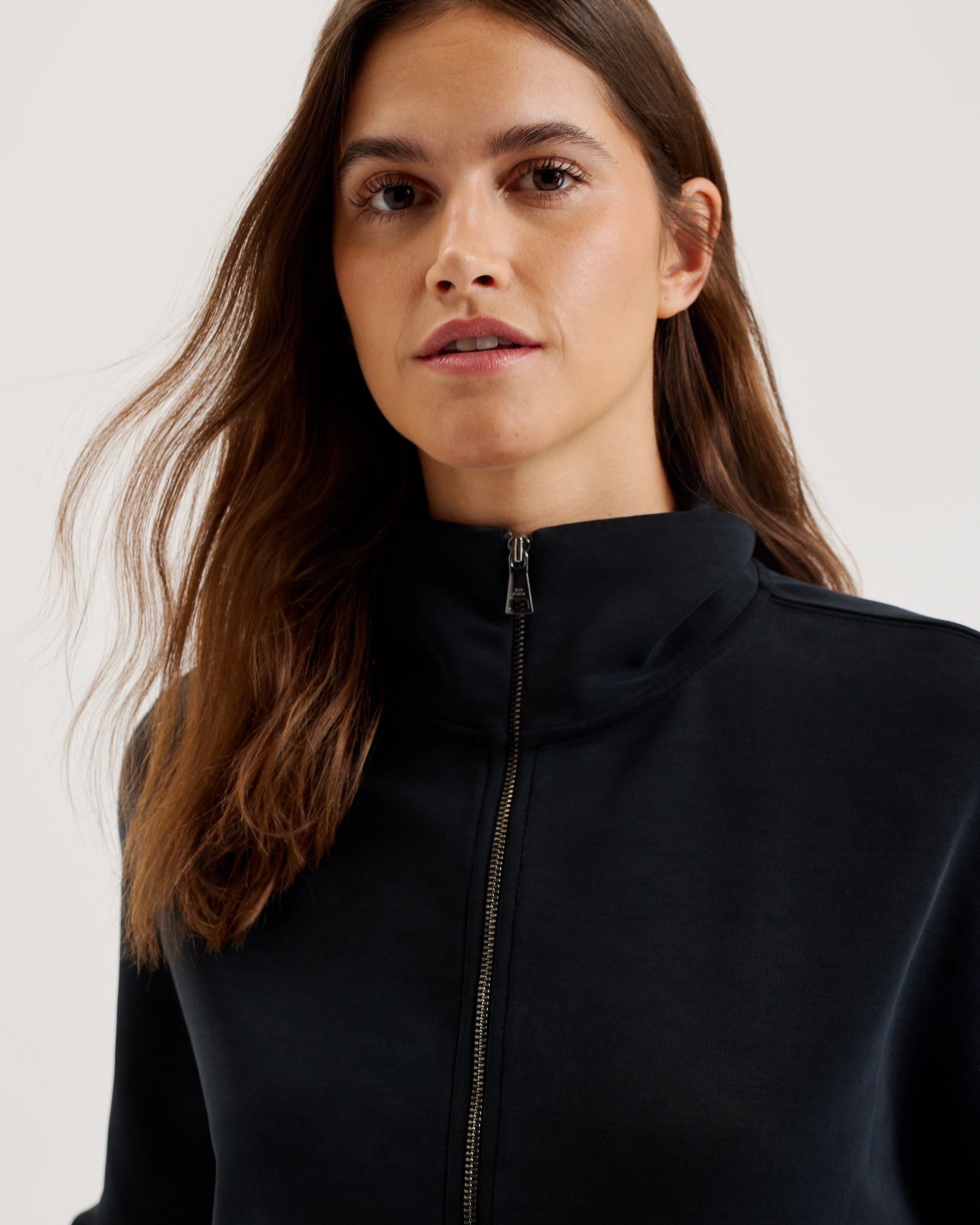 Arorha Zip Through Funnel Neck Sweat Black