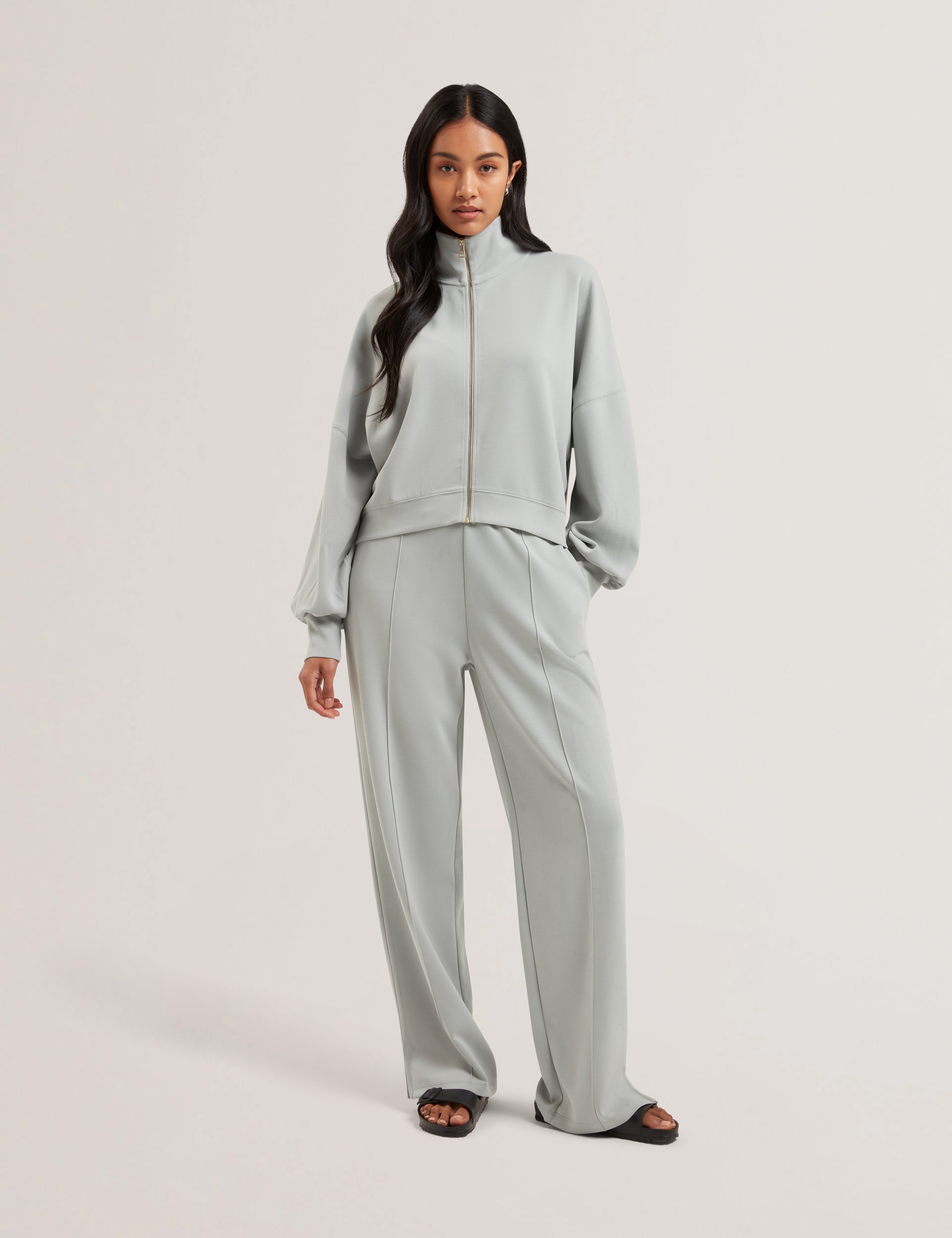 Arorha Zip Through Funnel Neck Sweat Lt-Green