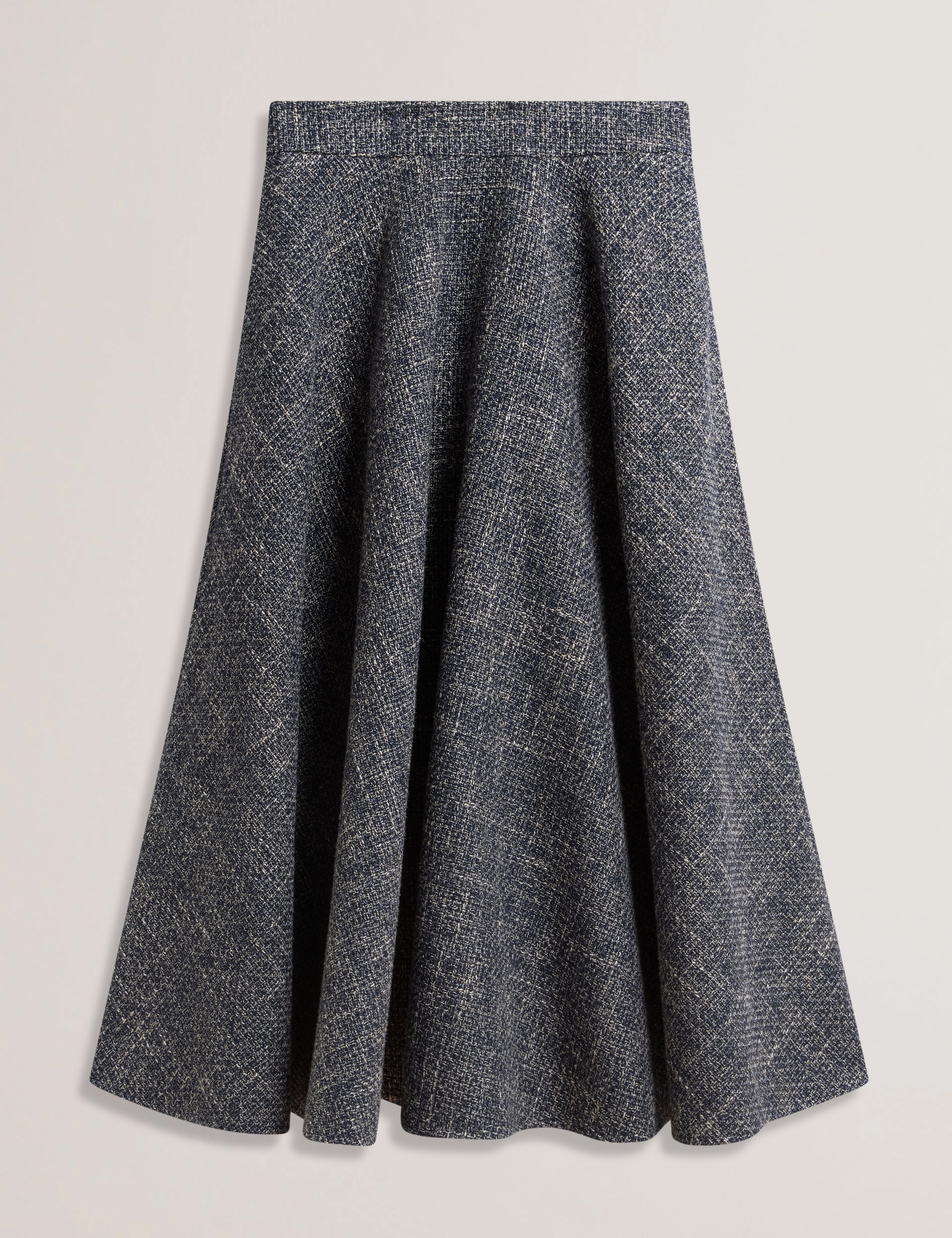 Abies Boucle Midi Ruffled Circle Skirt Navy