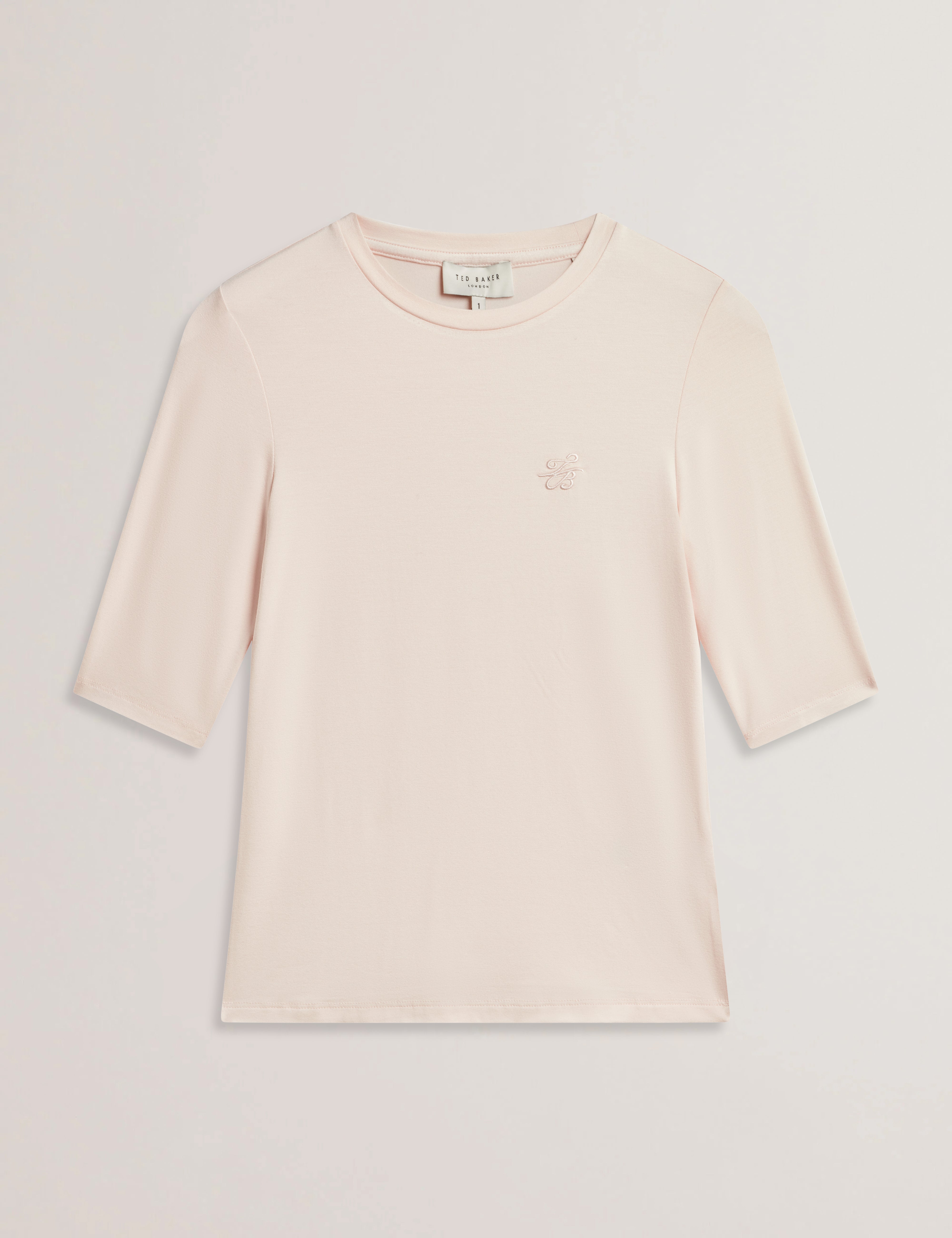 Casy Fitted Half Sleeve Chest Branded Tee Petal Pink