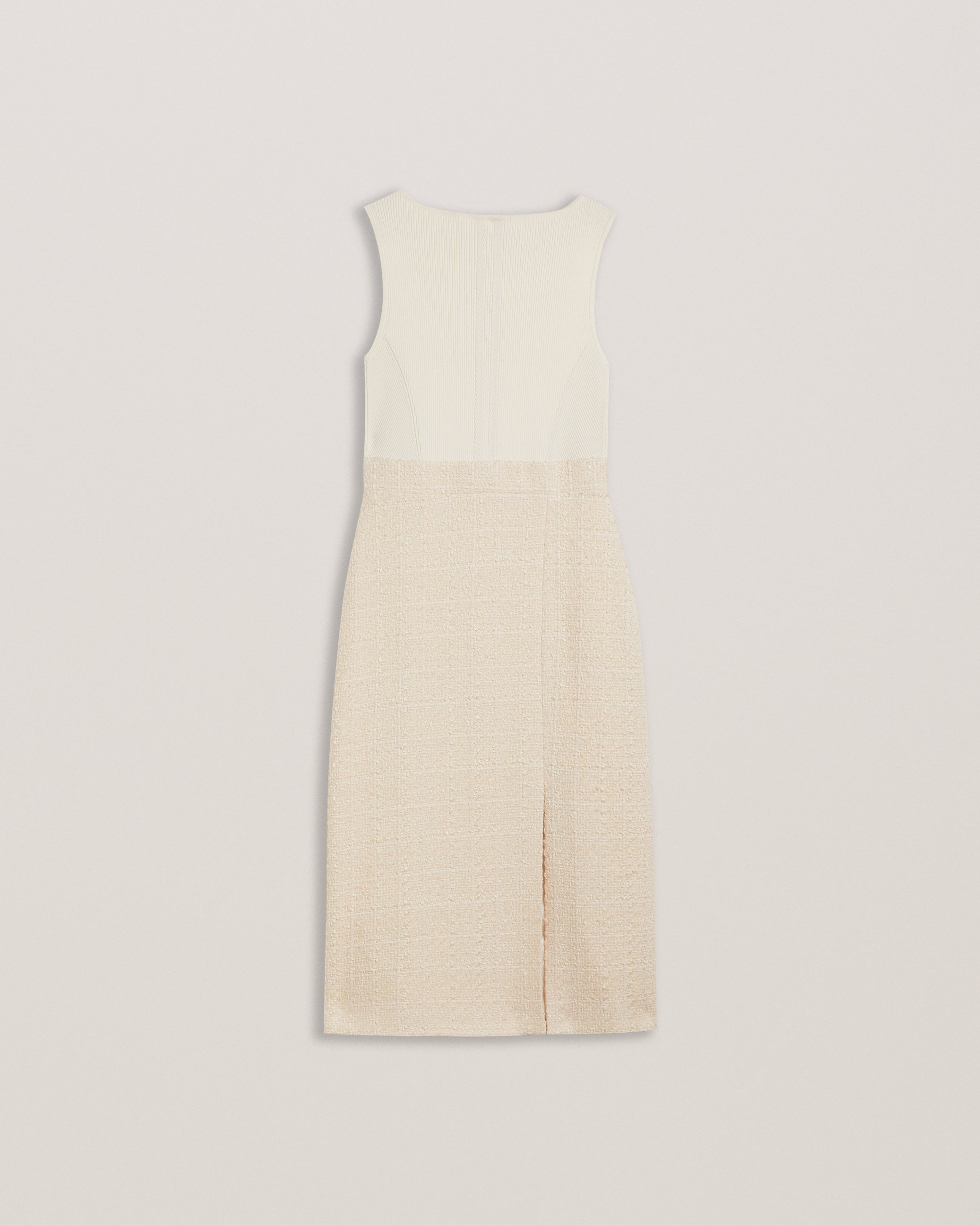 Morim Knit Bodice Boucle Midi Skirt With Side Ivory