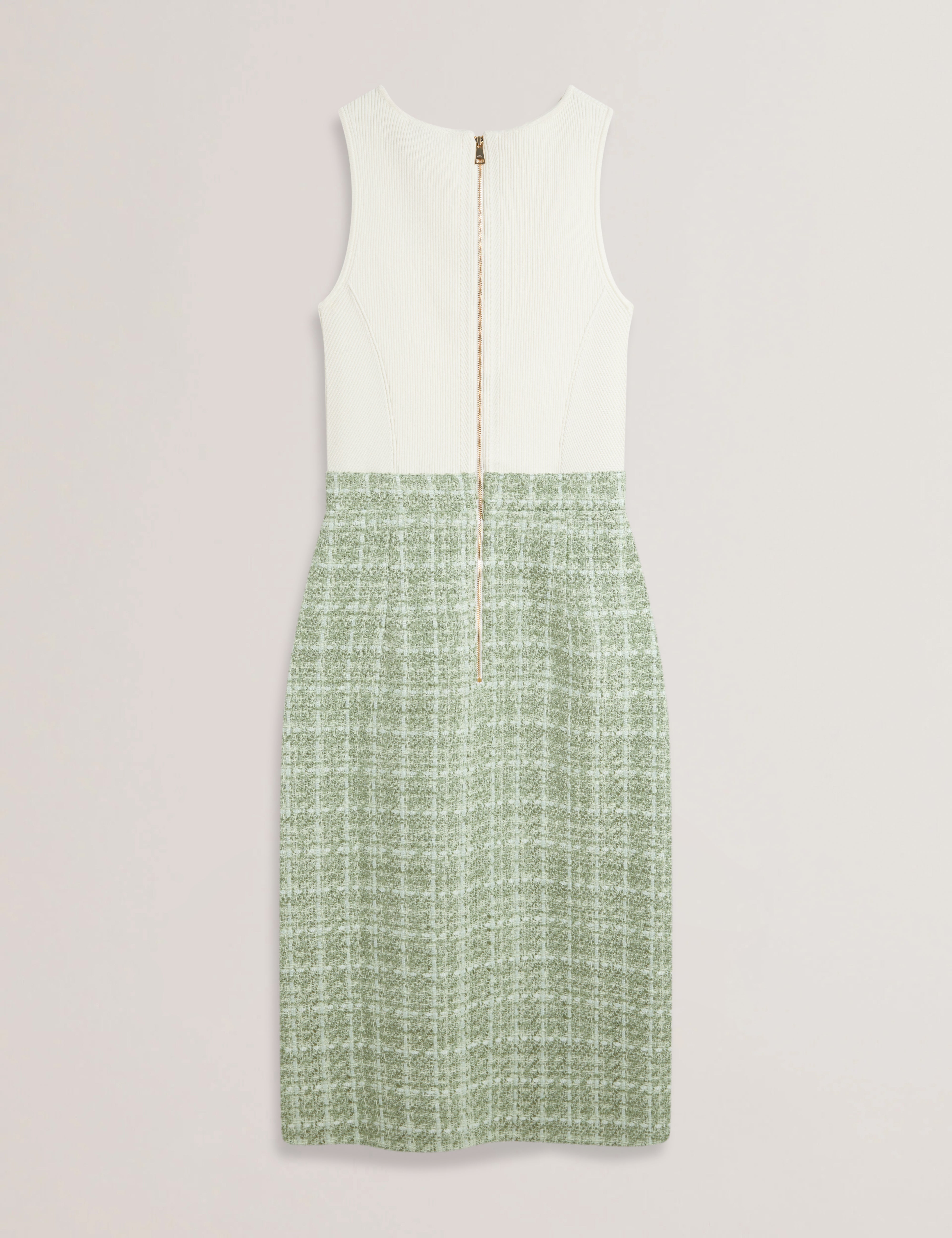Morim Knit Bodice Boucle Midi Skirt Lt-Green