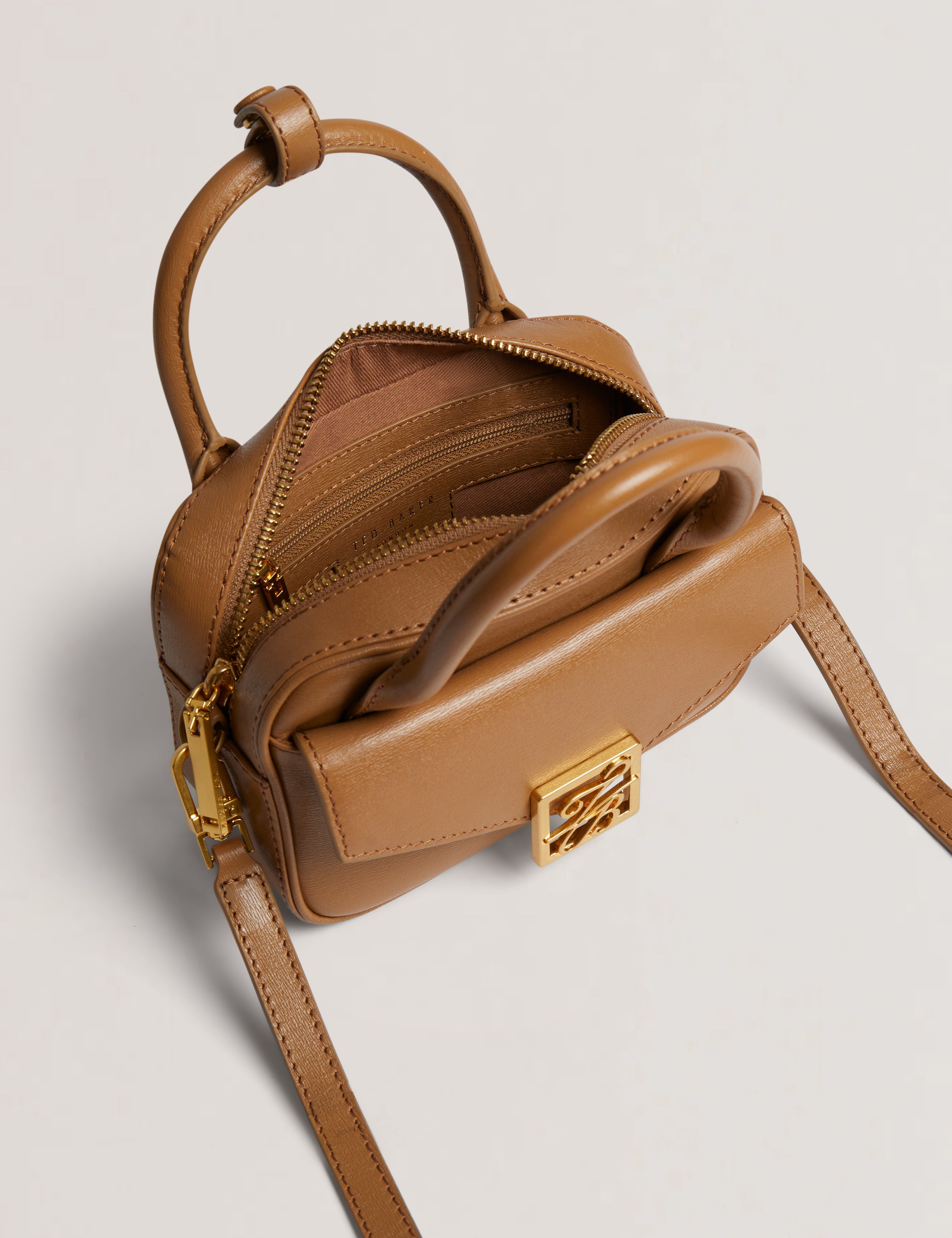 Anibell Tb Detail Mini Leather Crossbody Bag Brown