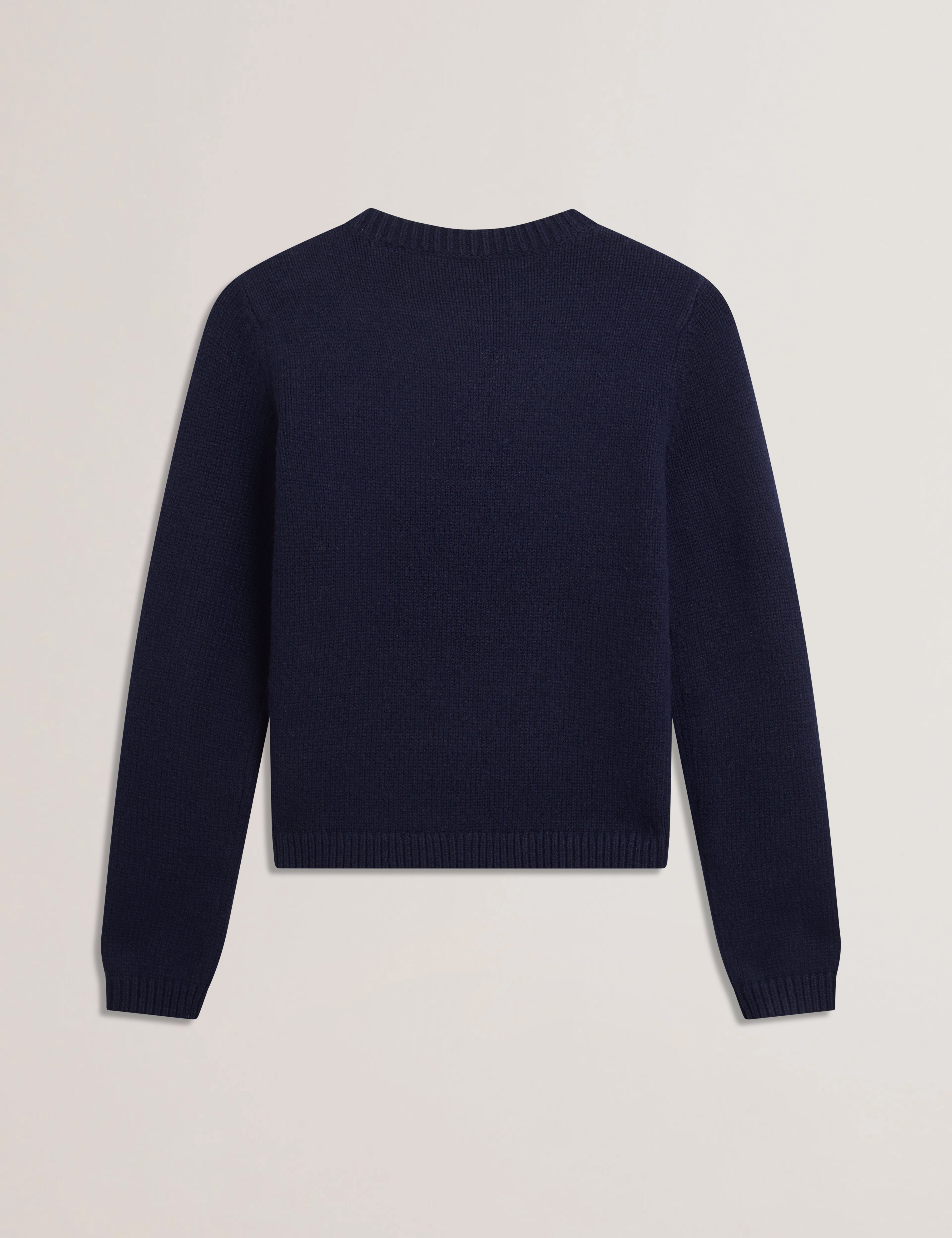 Janha Rose Button Crew Neck Long Sleeve Sweater Navy
