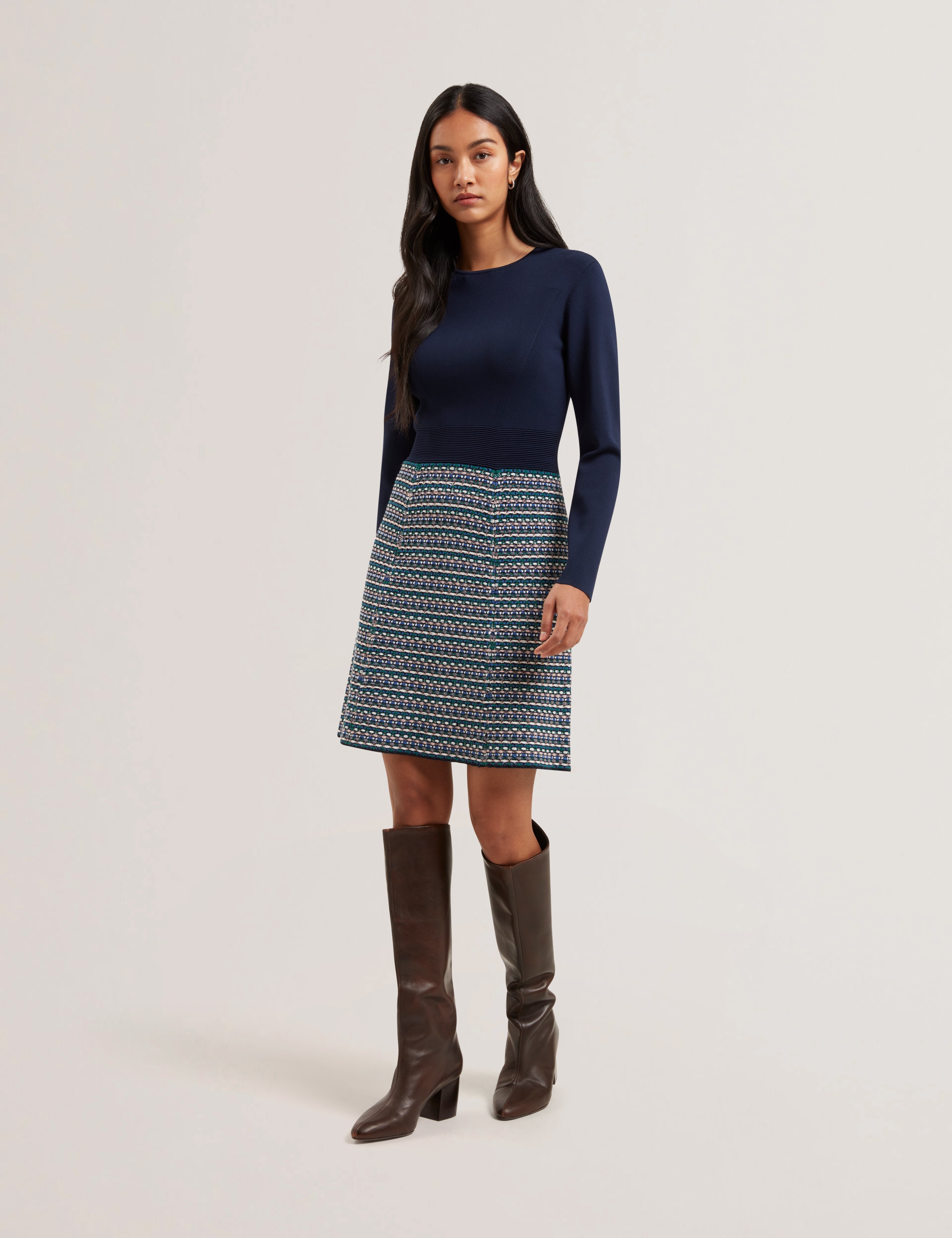 Georgez Interest Skirt Knitted Mini Dress Navy