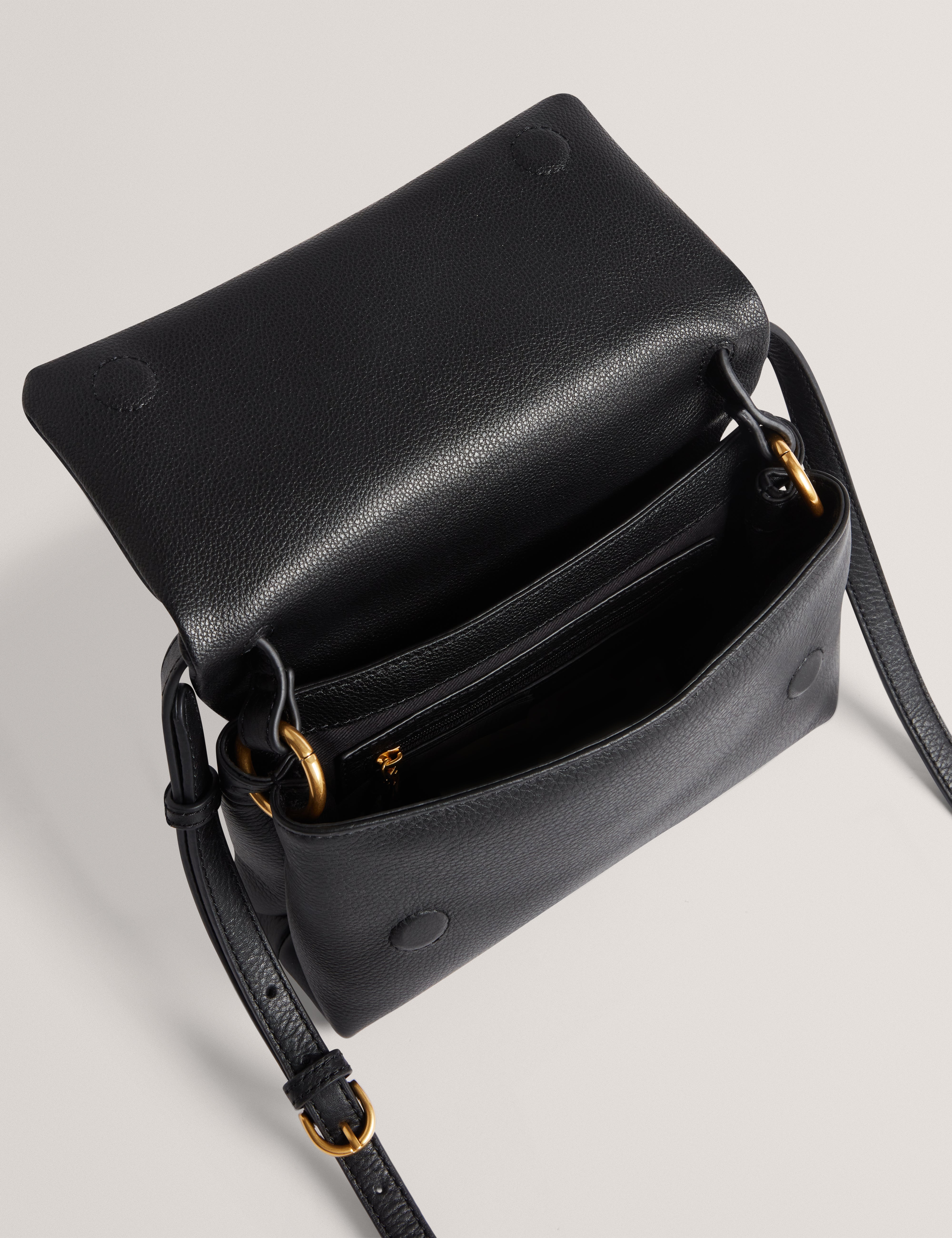 Marrisa Padded Leather Crossbody Bag Black