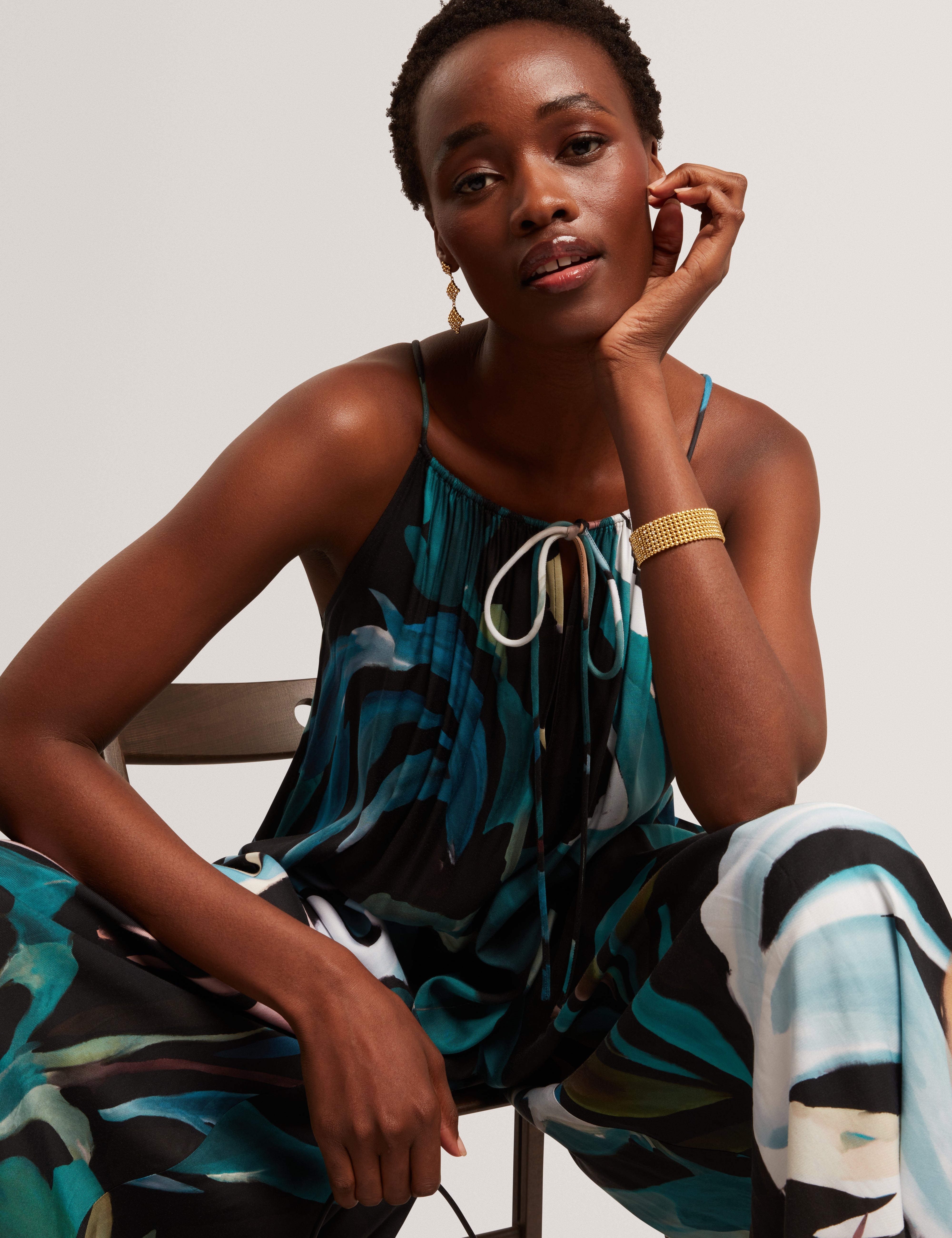 Eskaa Halter Neck Wide Leg Jumpsuit Black