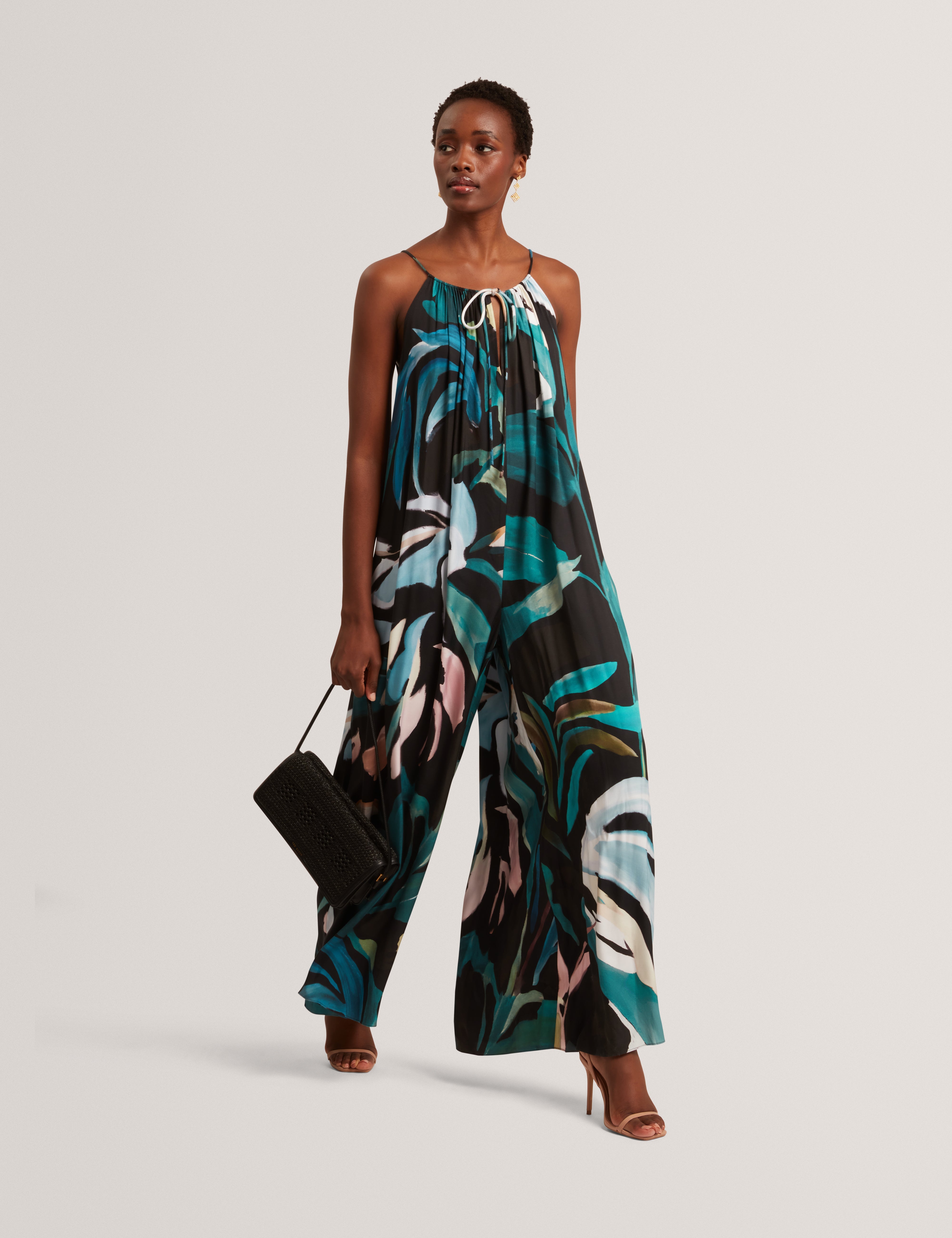 Eskaa Halter Neck Wide Leg Jumpsuit Black