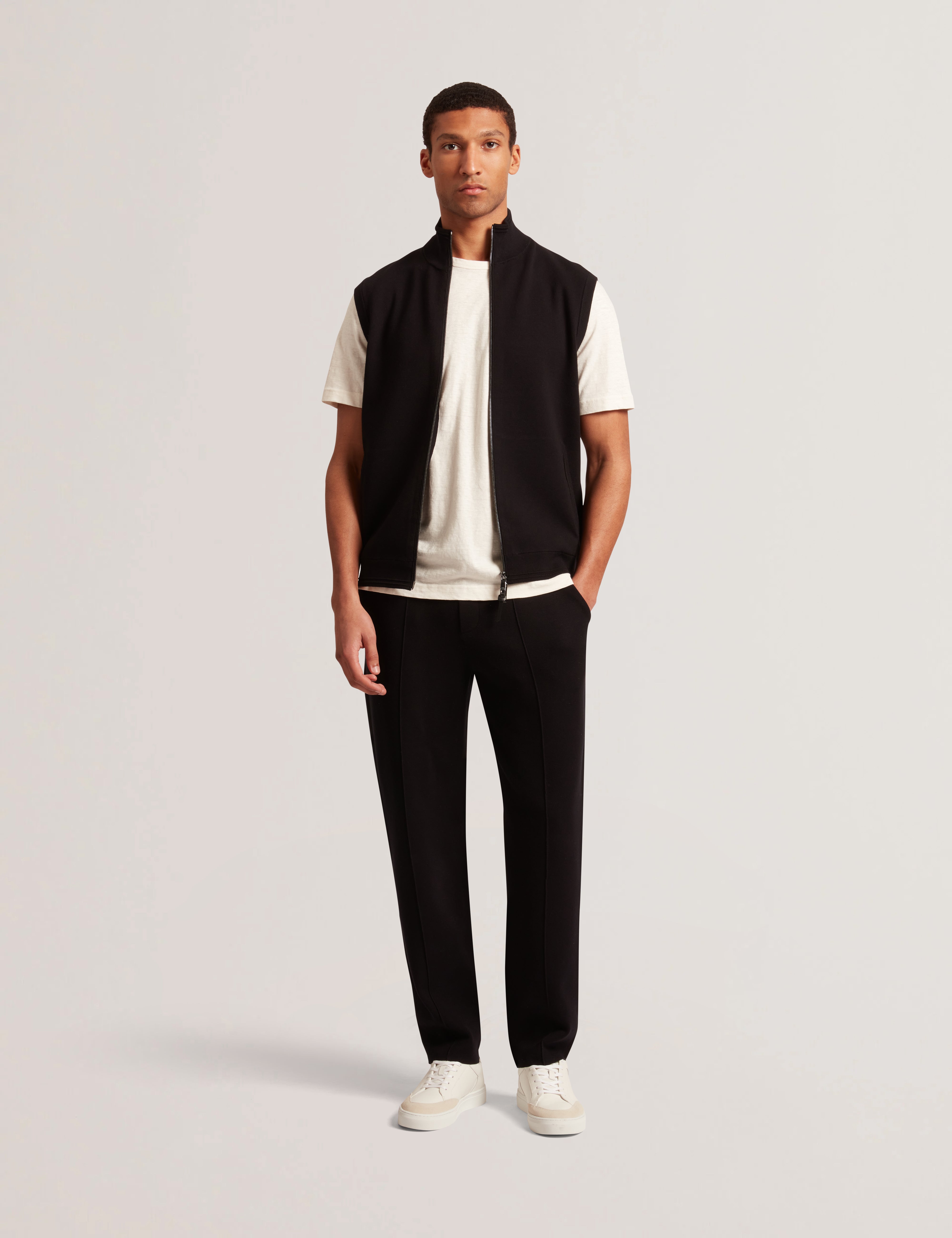 Terince Zip-Through Funnel Neck Gilet Black