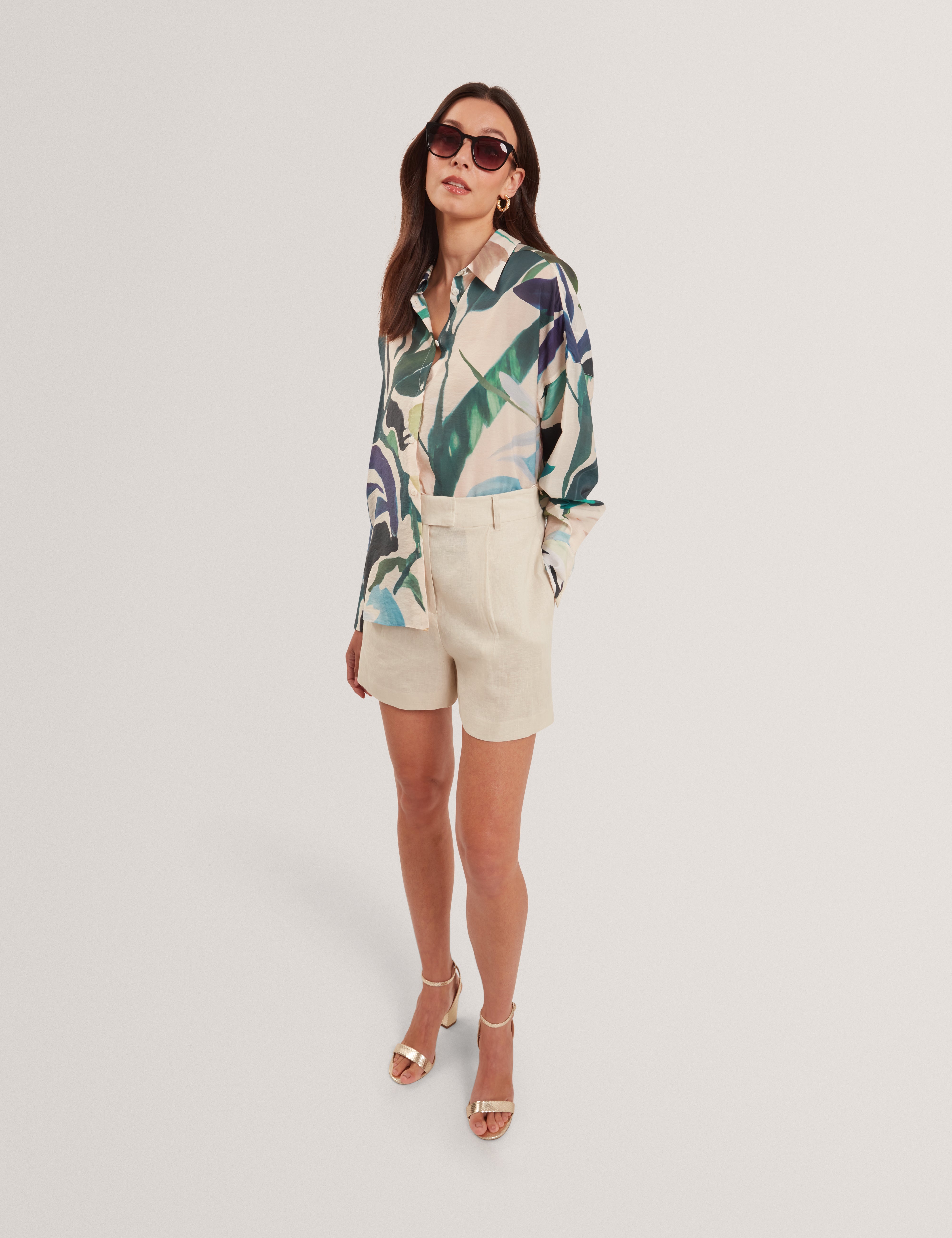 Carlova Printed Oversized Shirt Nude-Pink