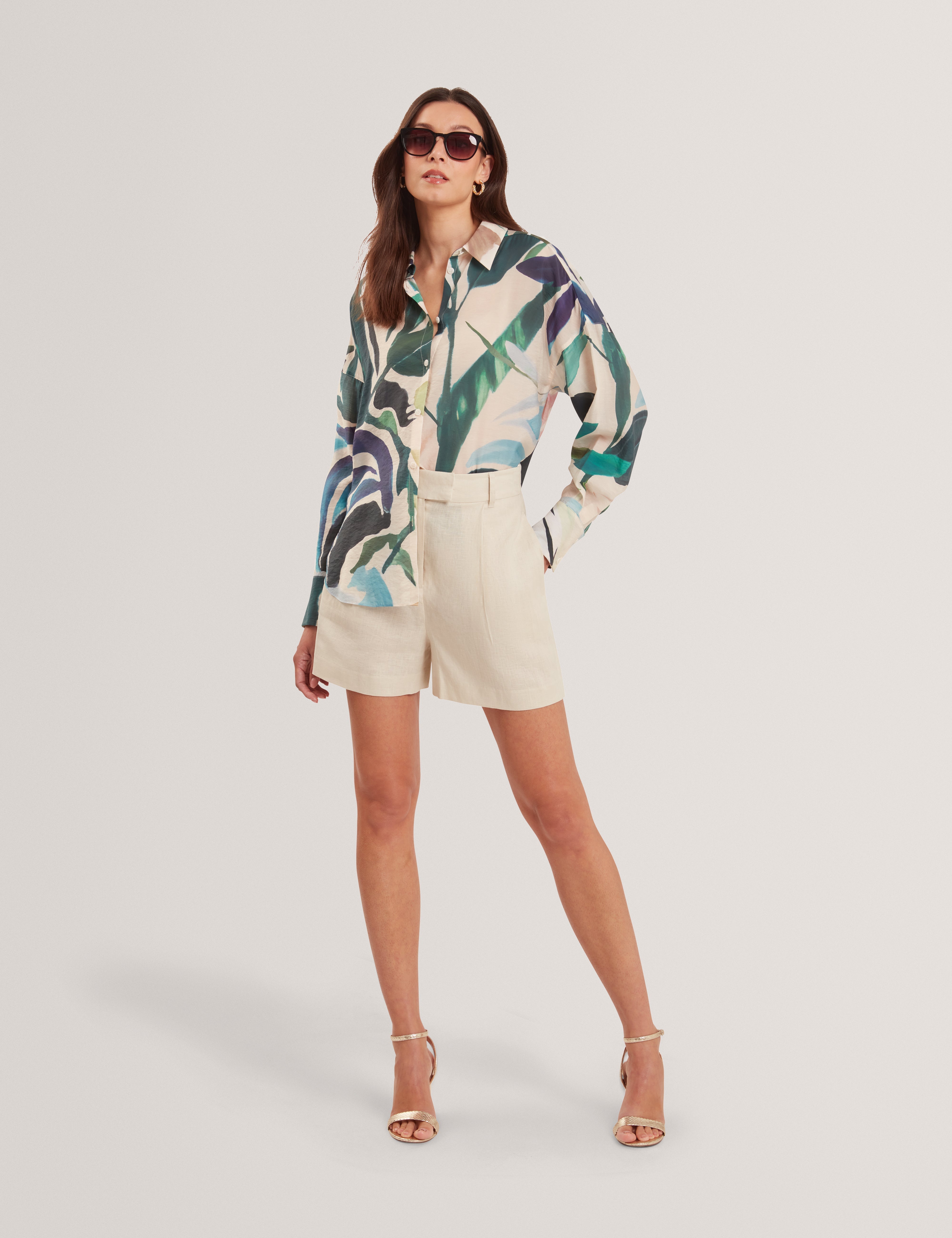 Carlova Printed Oversized Shirt Nude-Pink