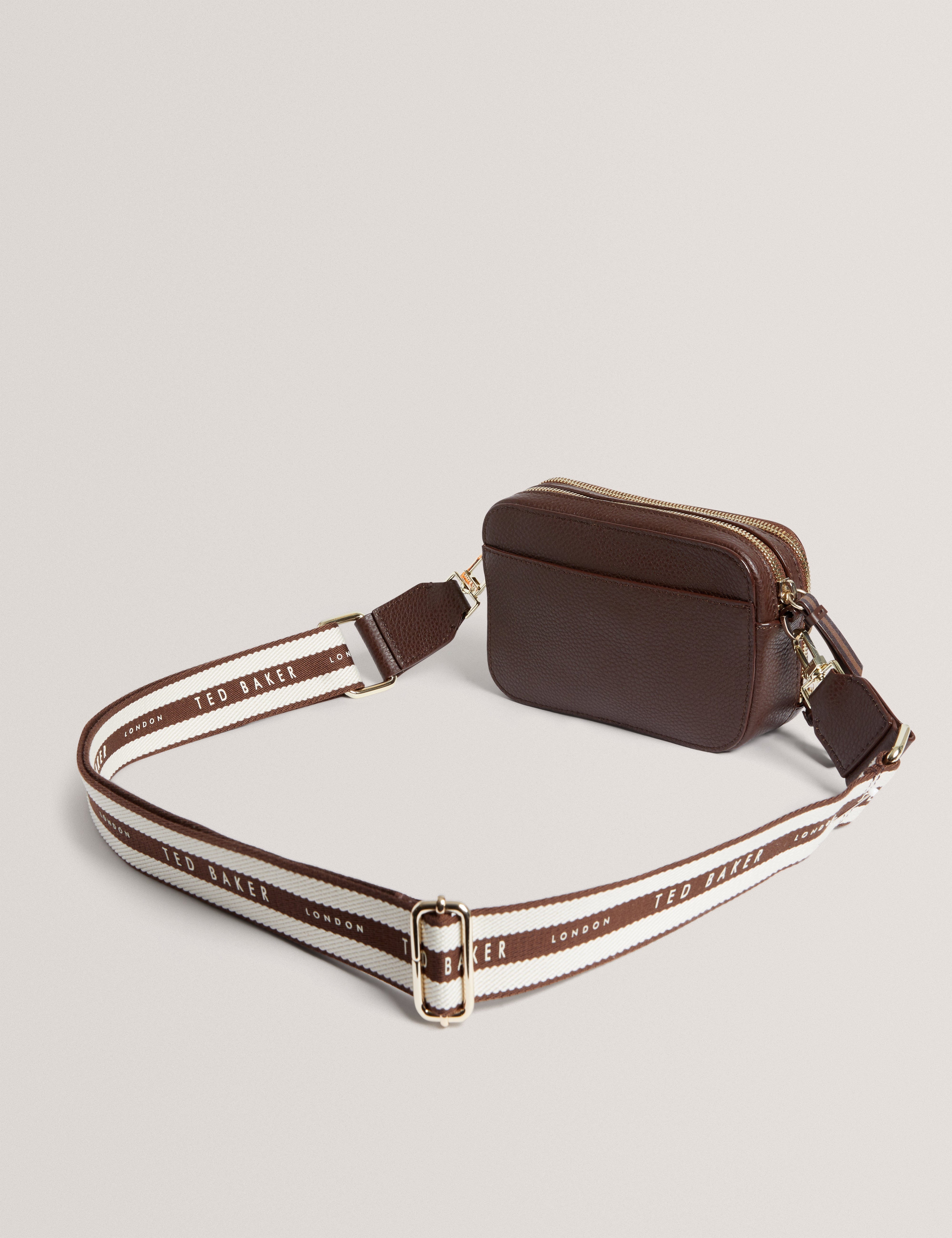 Willsa Mini Webbing Leather Crossbody Bag Brown
