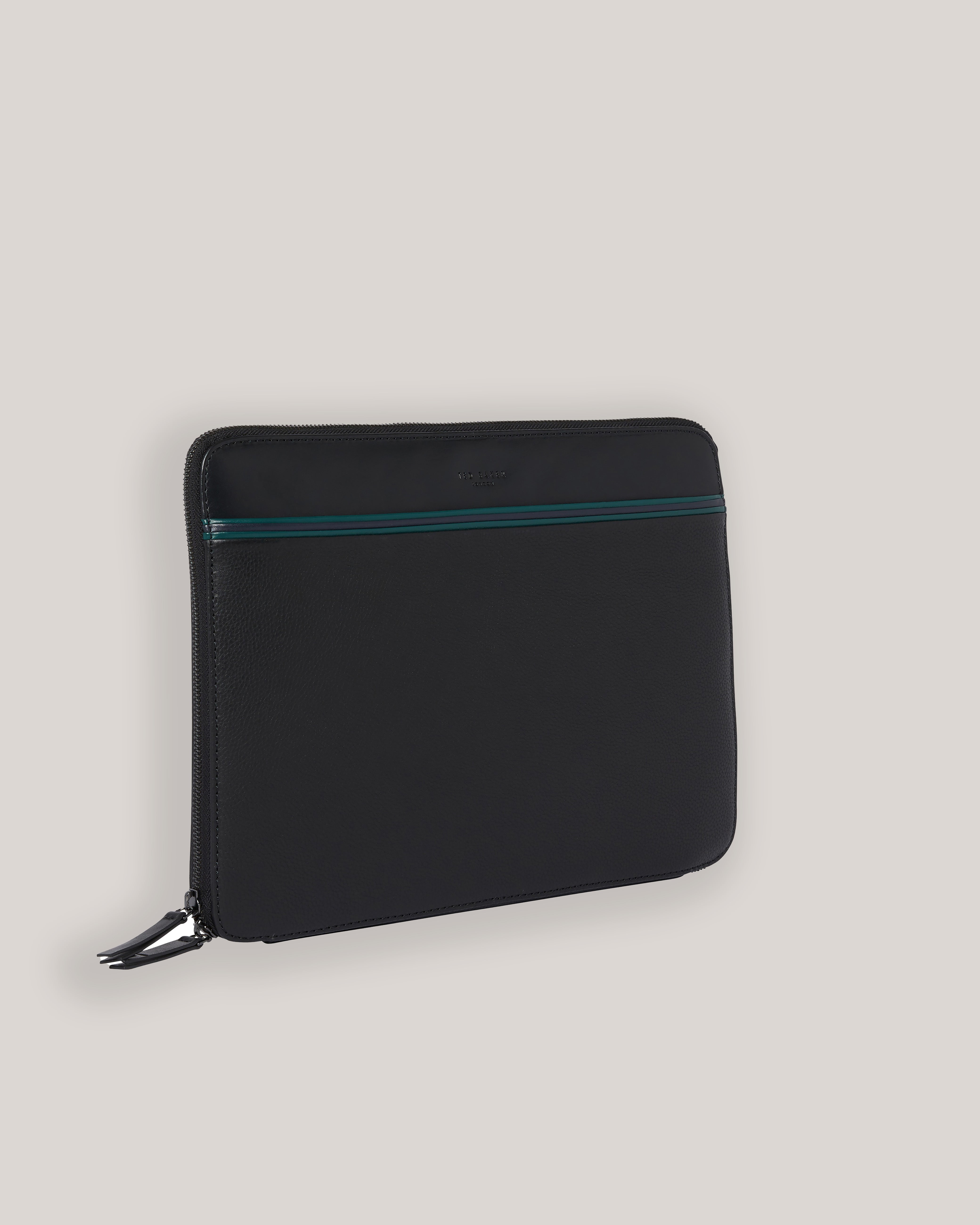 Grason Stripe Leather Laptop Case 13 Inch Black