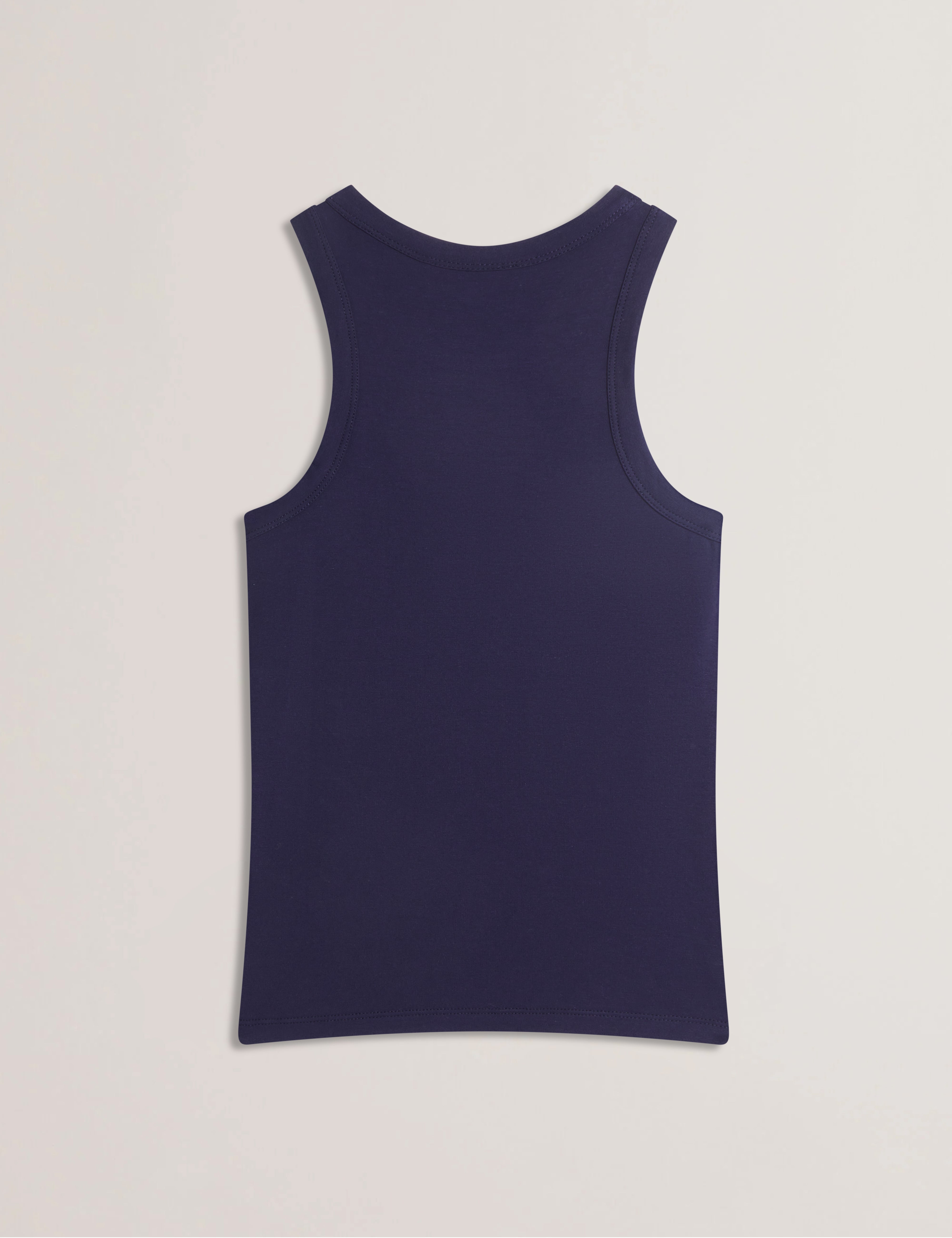 قميص كاسي جيرسي بدون أكمام مع علامة تجارية باللون الأزرق الداكن