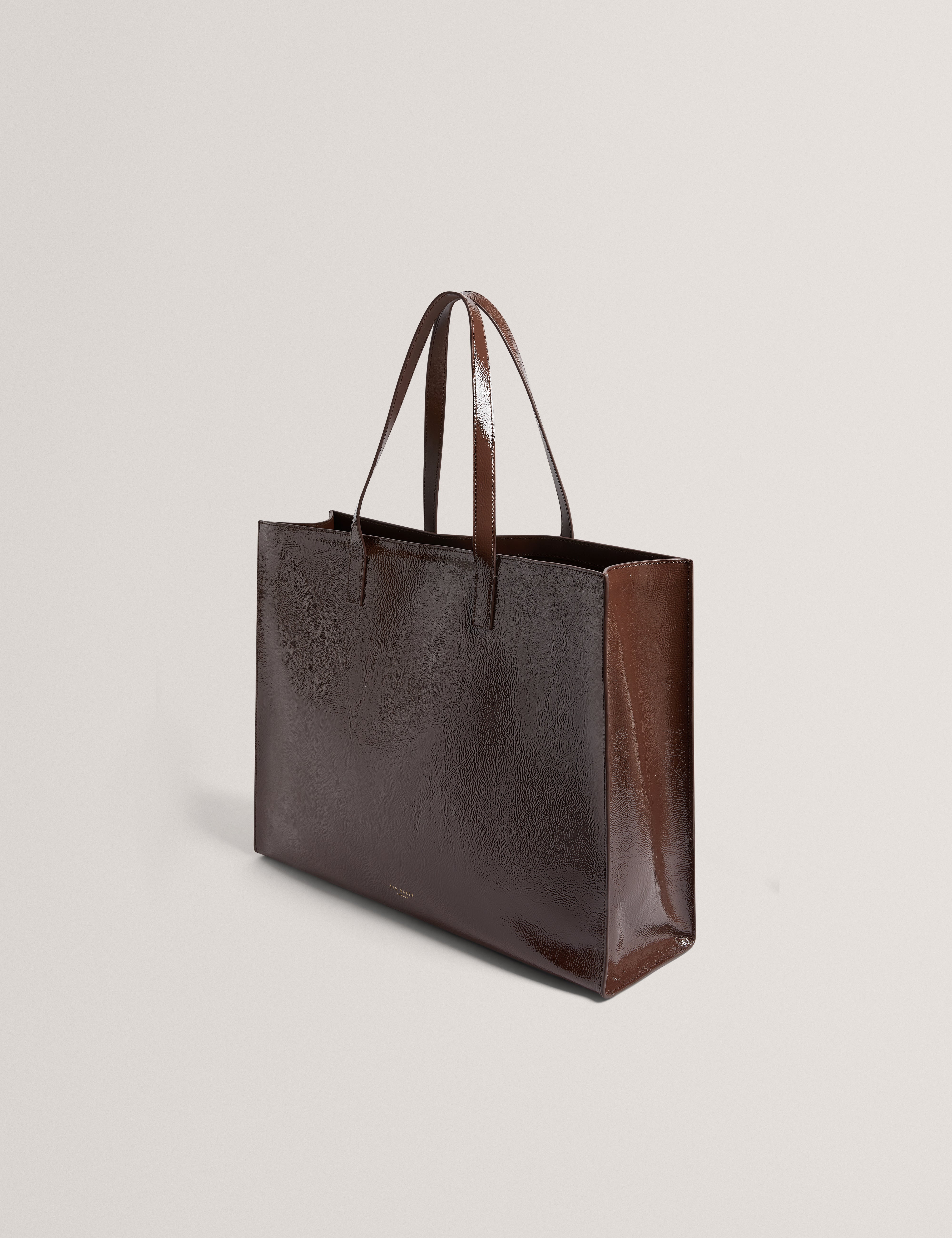 Rousah Rose Detail Tote Leather Bag Brn-Choc