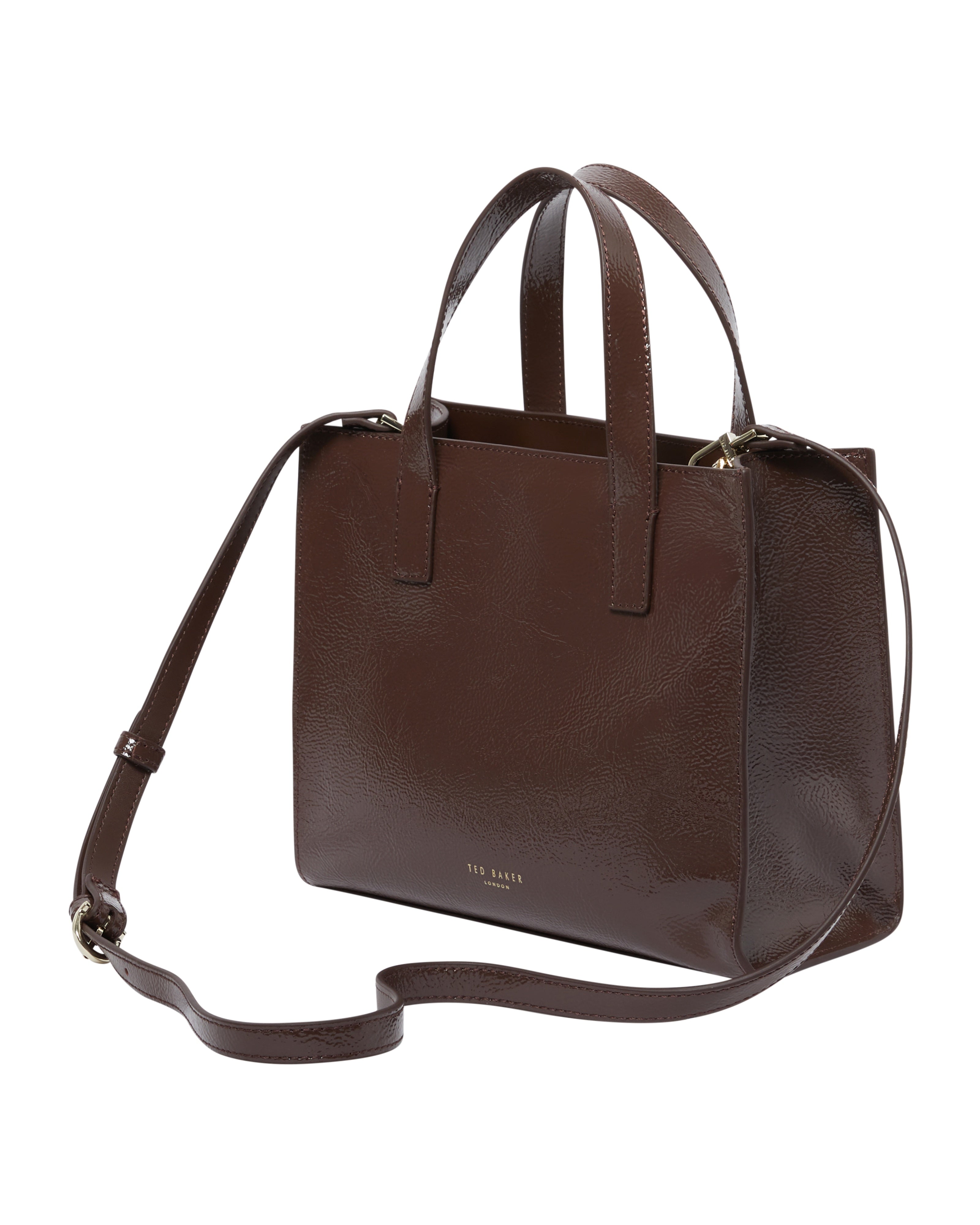 Rouseta Rose Detail Midi Leather Bag Brn-Choc